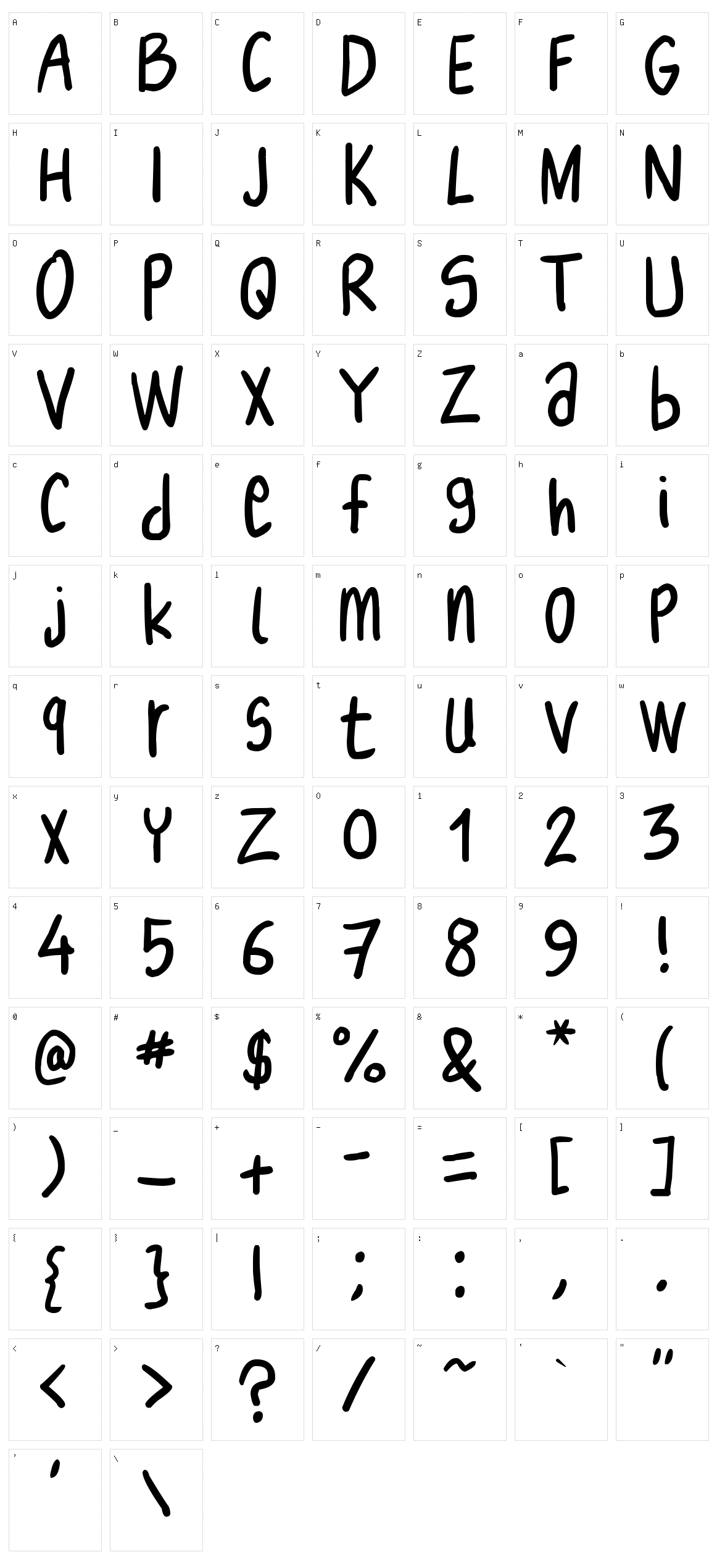 NikoFont Character Set