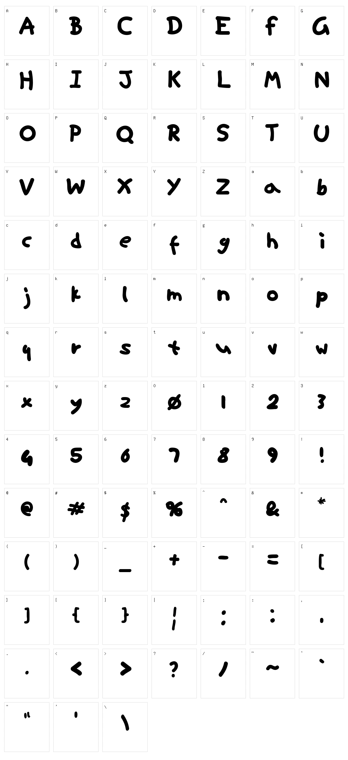 Ninifont Character Set