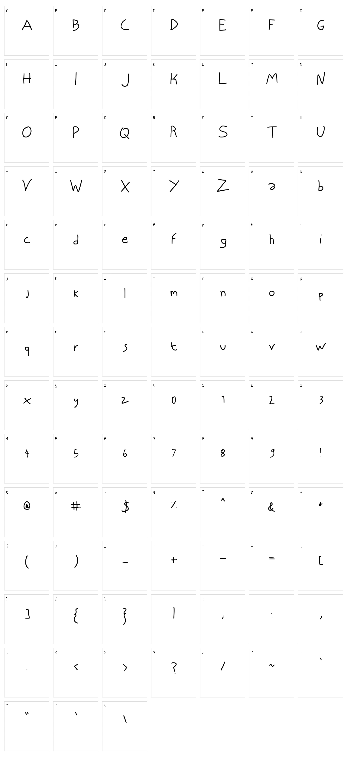 Niscript Character Set