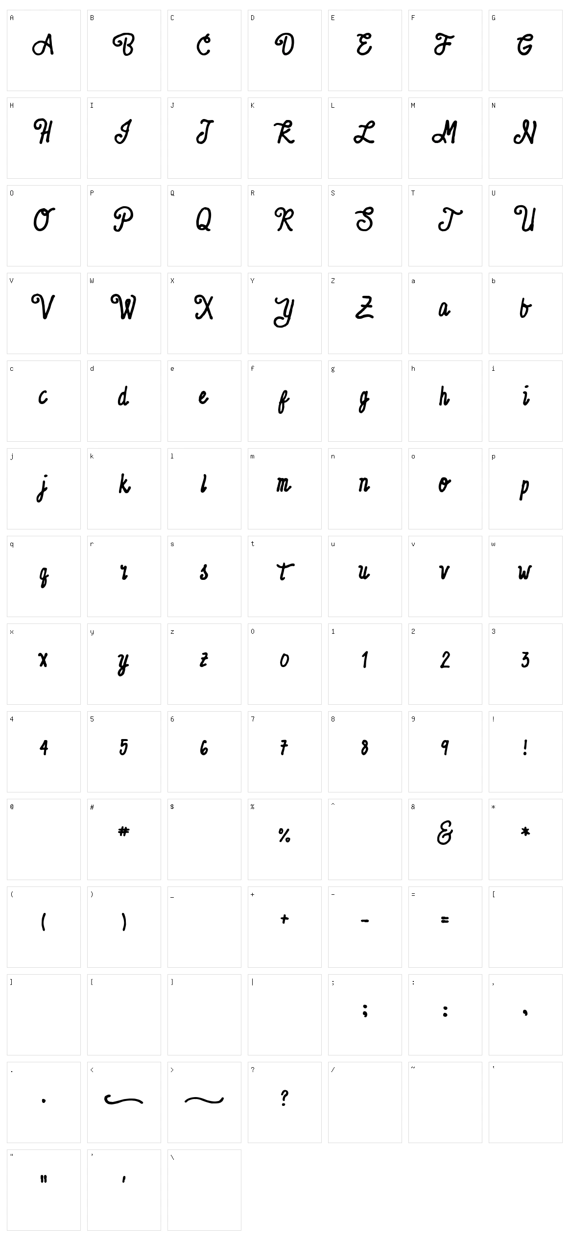 Noble Notes Character Set