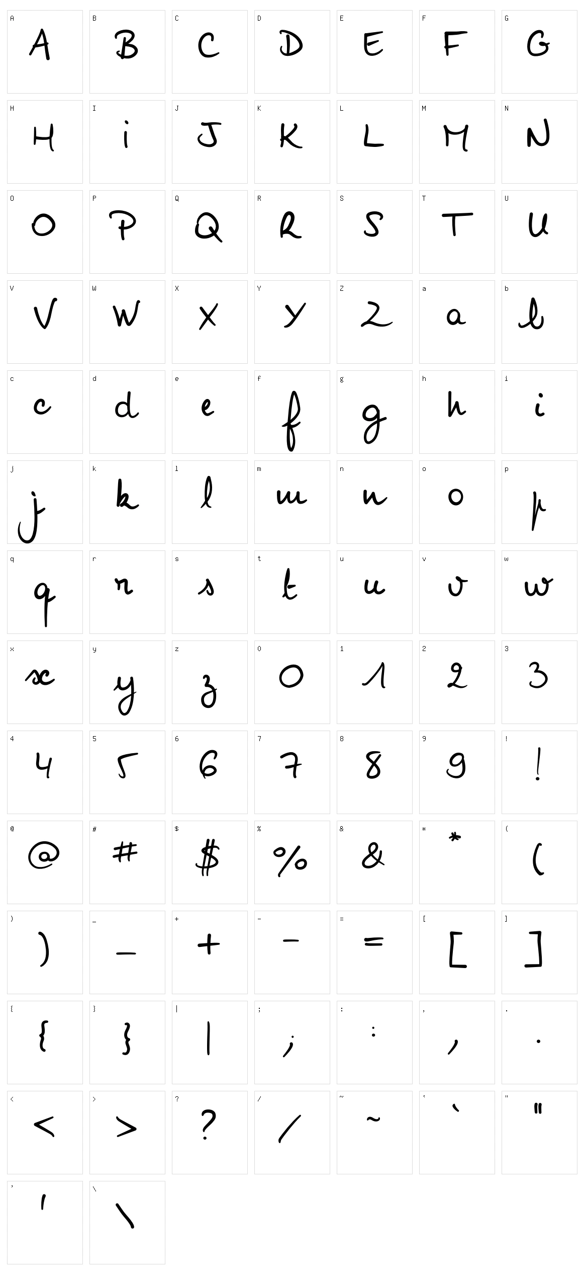 Noemie Script Character Set