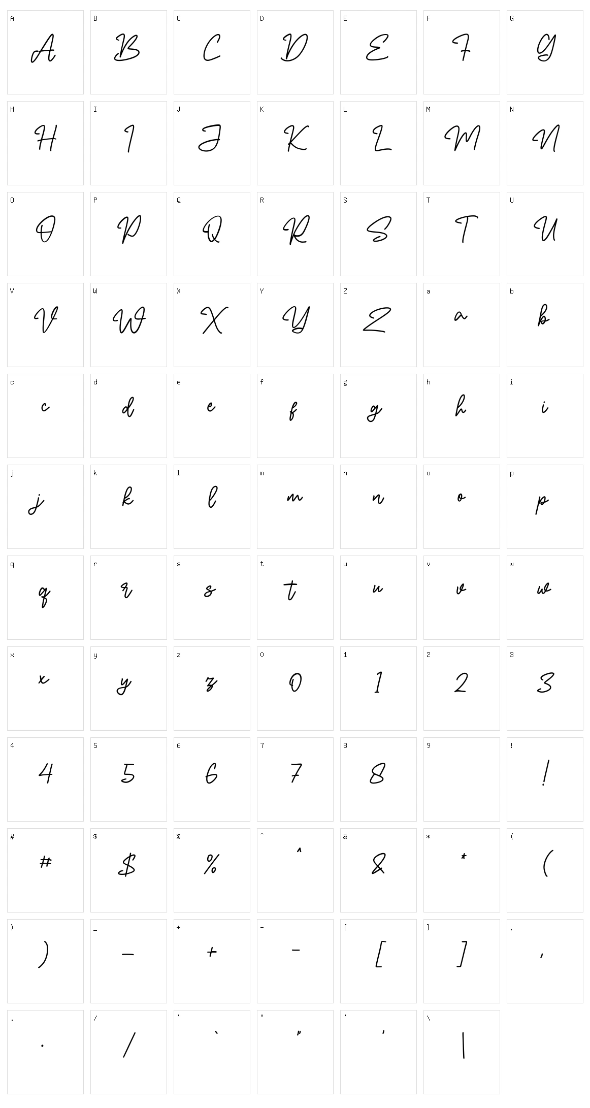 North Glides Character Set