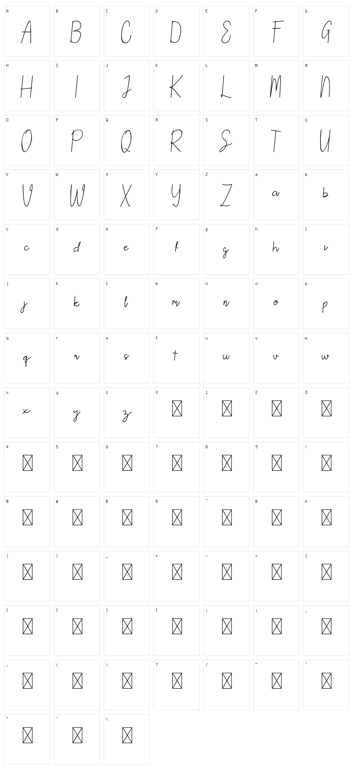 North Mount Script Character Set