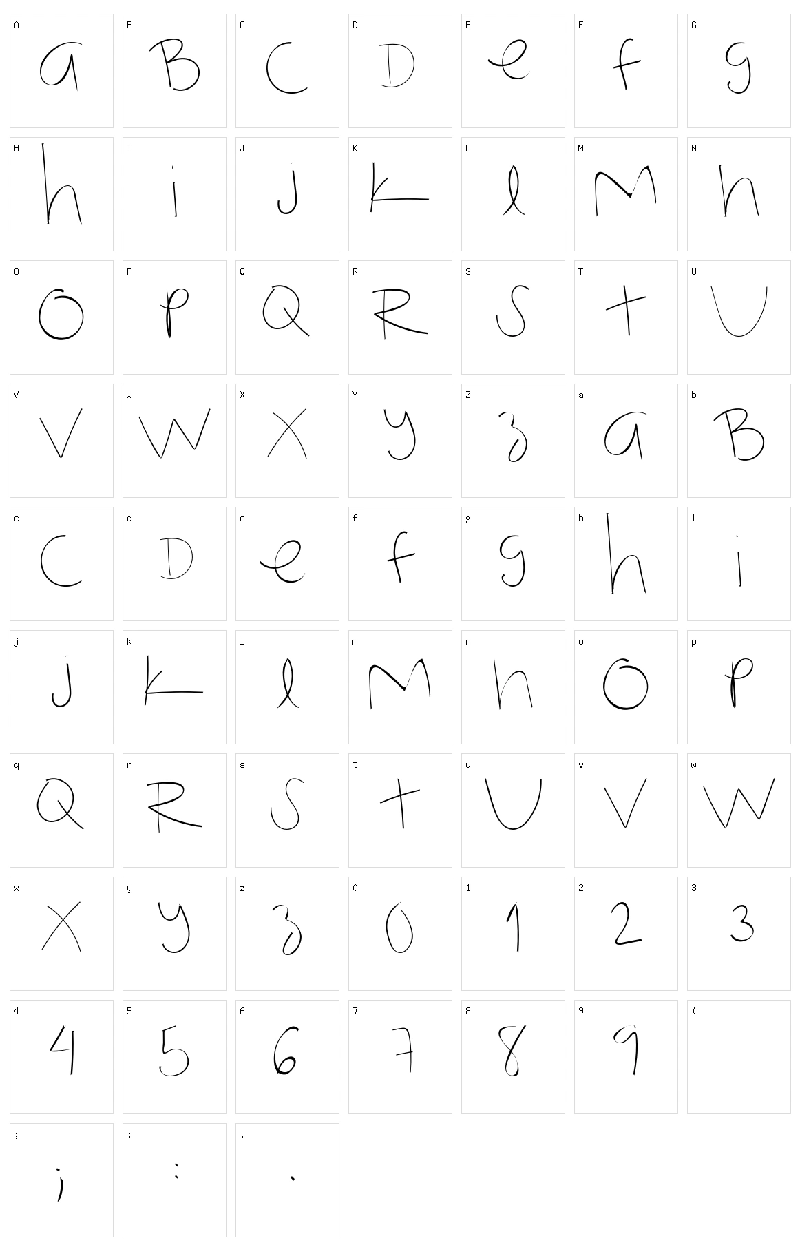 Not My Handwriting Character Set