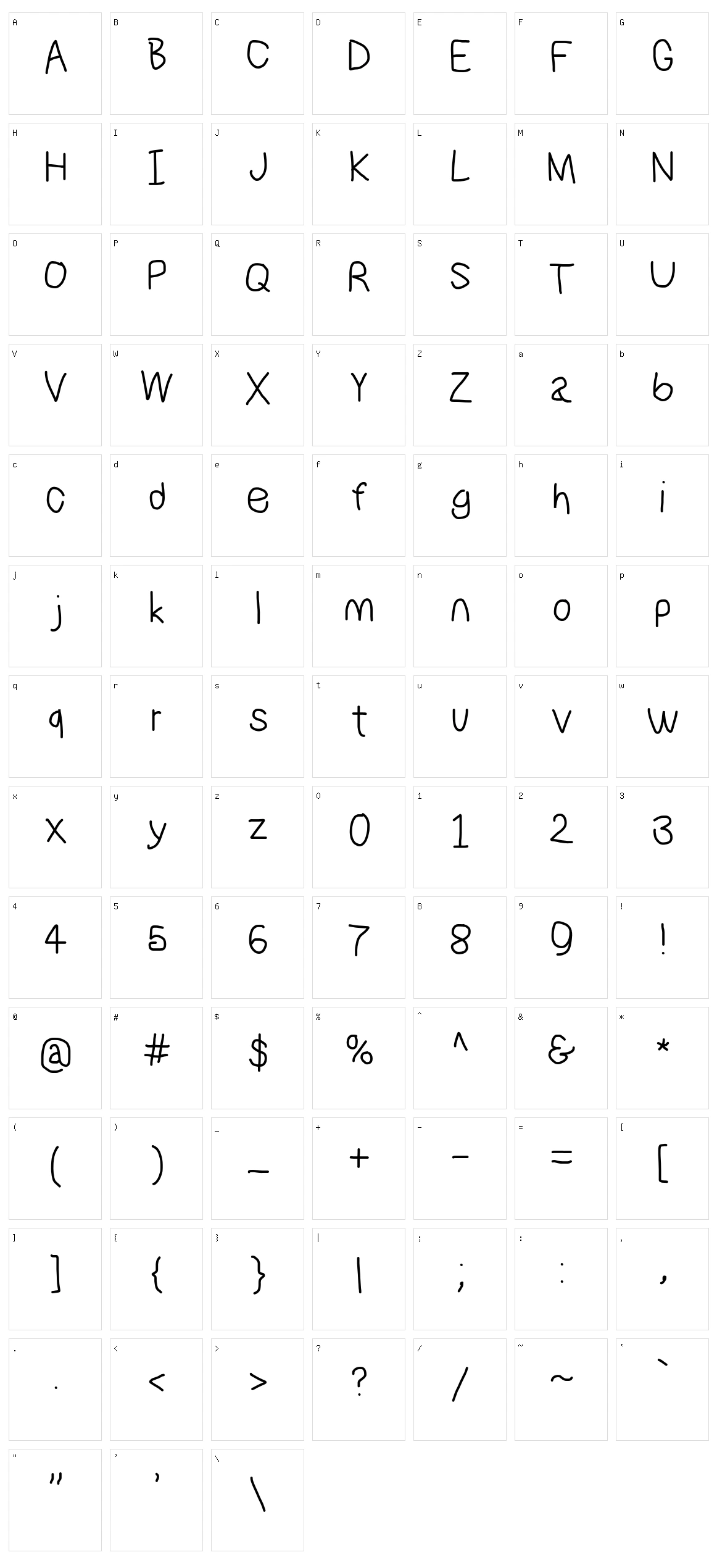 NumbBunny Character Set