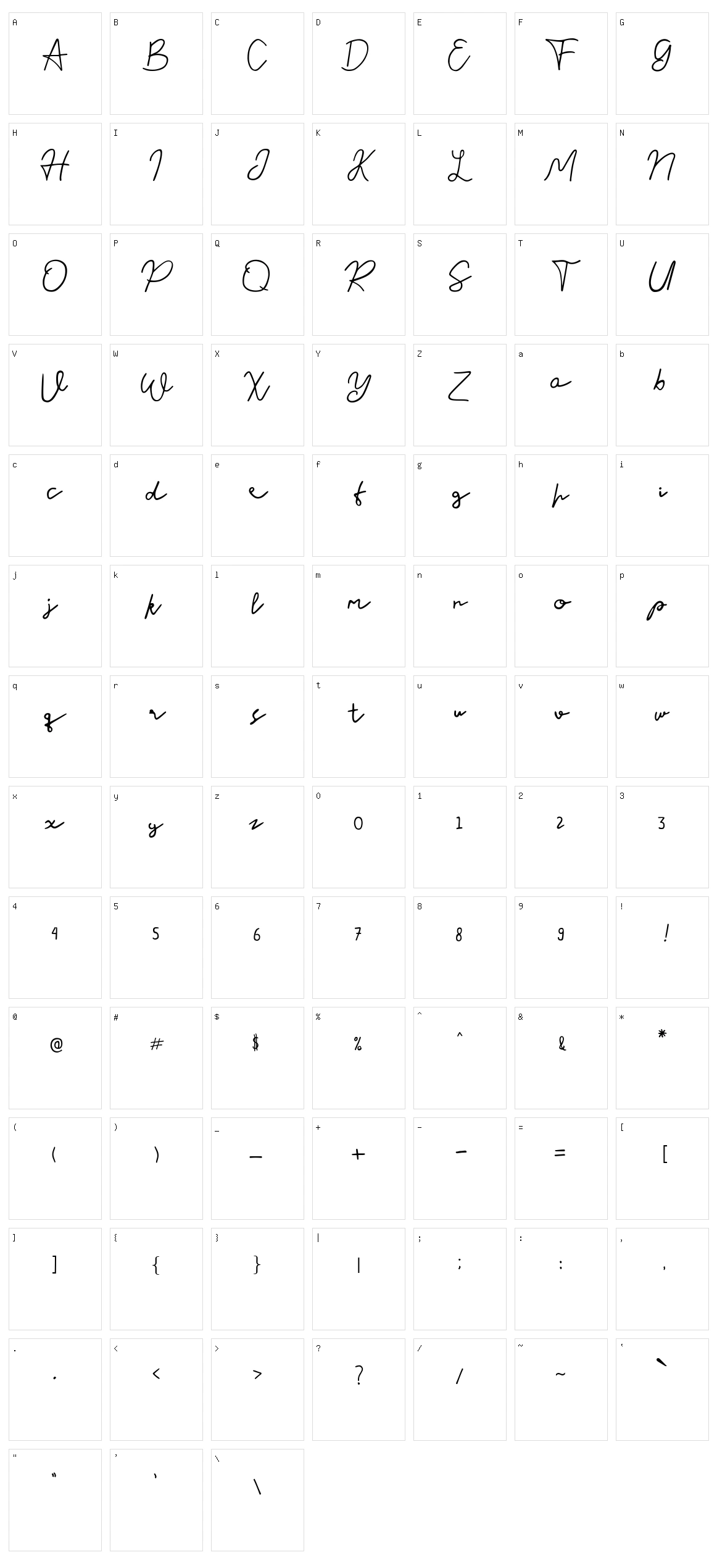 Nusapenida Signature Character Set