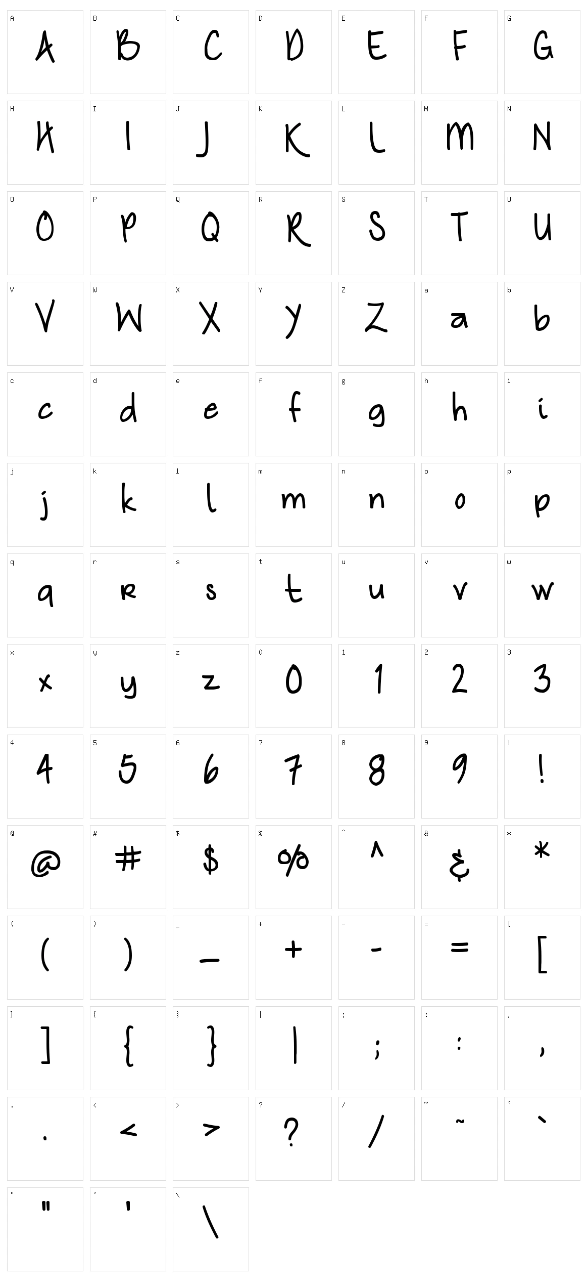 Nymphs Handwriting Character Set
