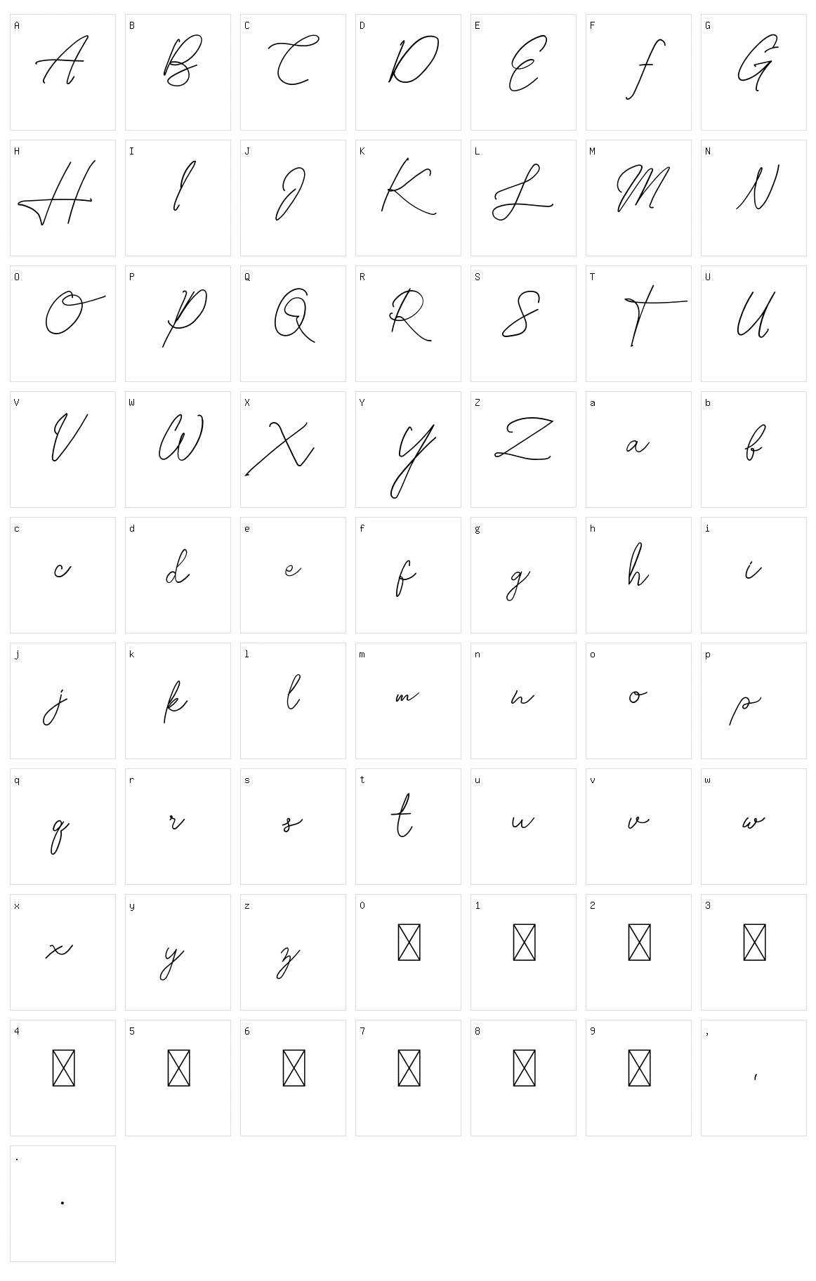 Oakline Character Set