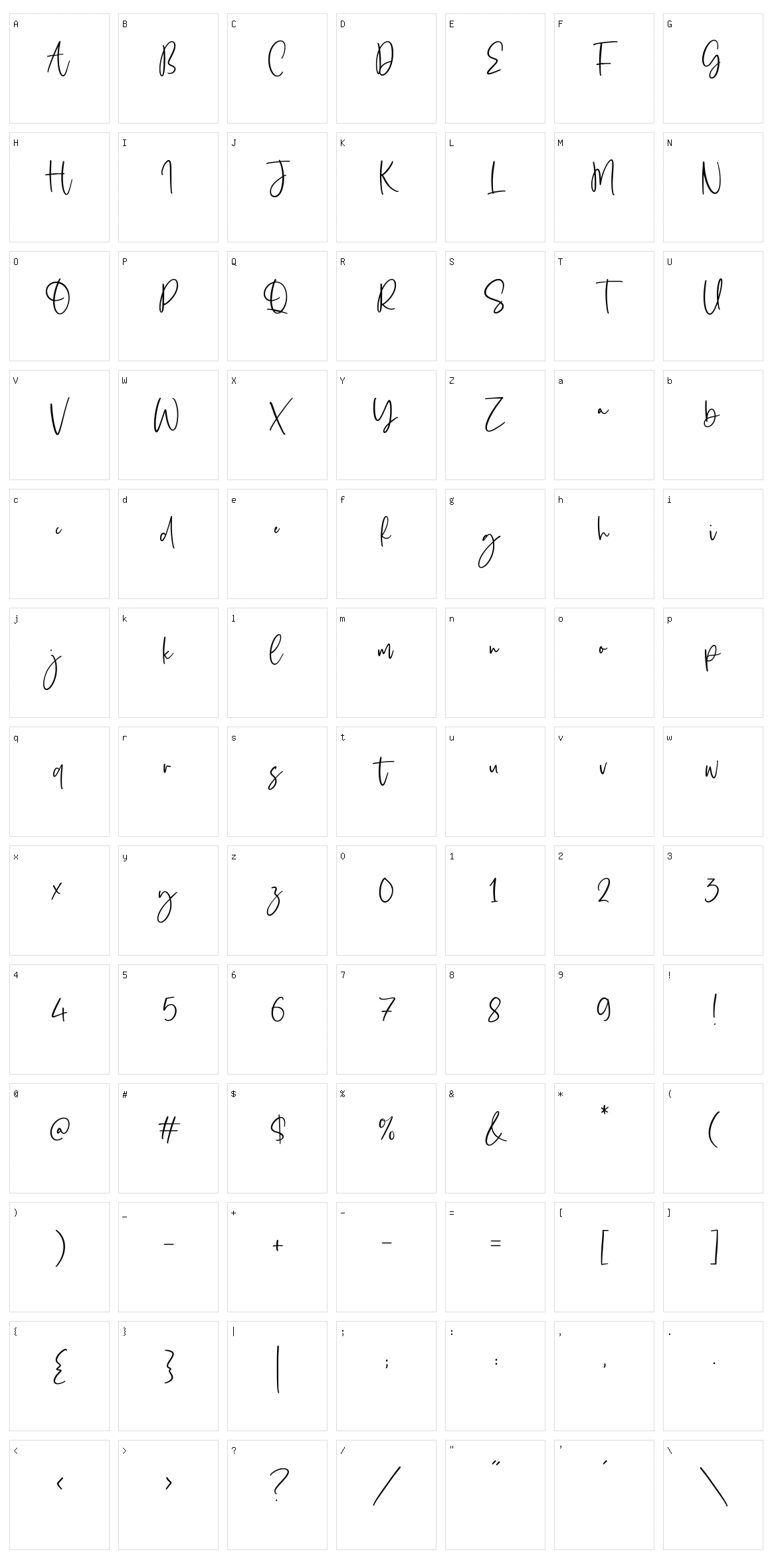 Obladi Script Character Set