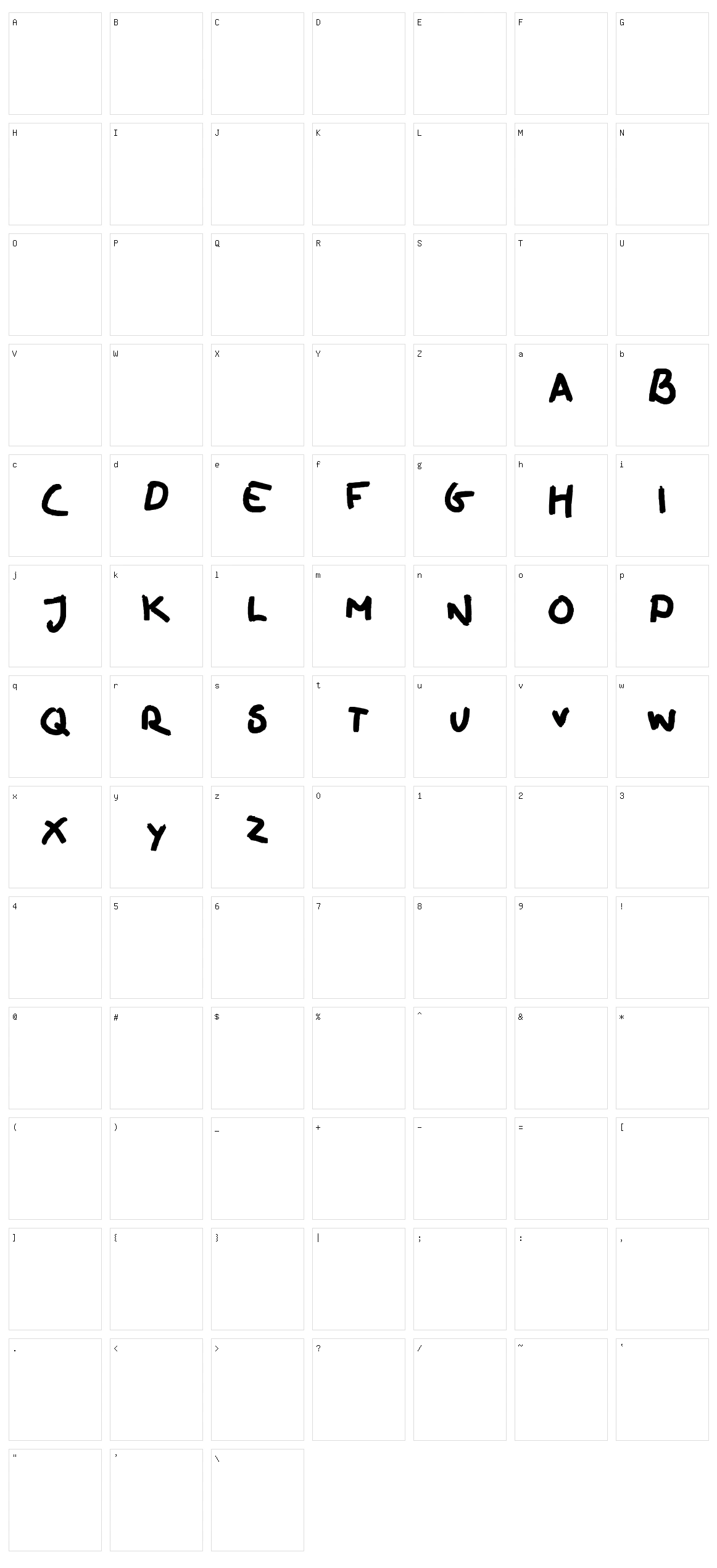Oilhand Character Set