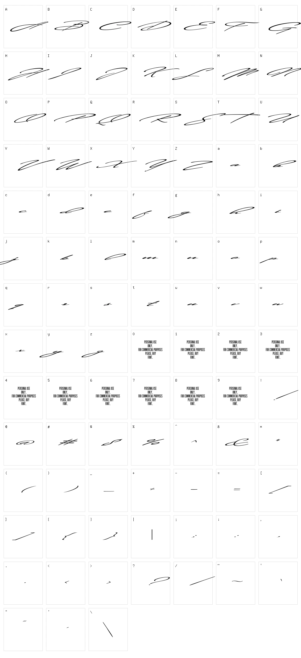 Olean Character Set