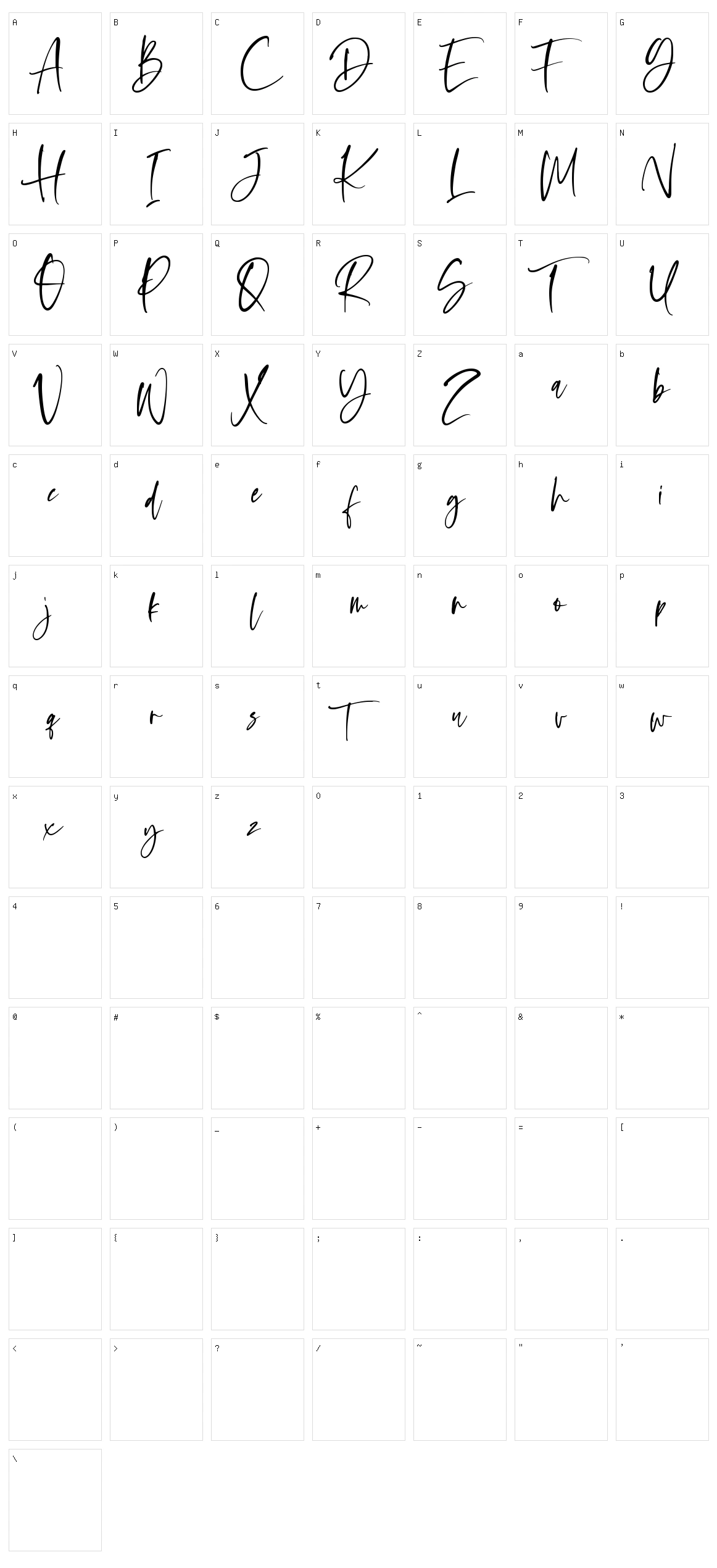 Oliver Notes Character Set