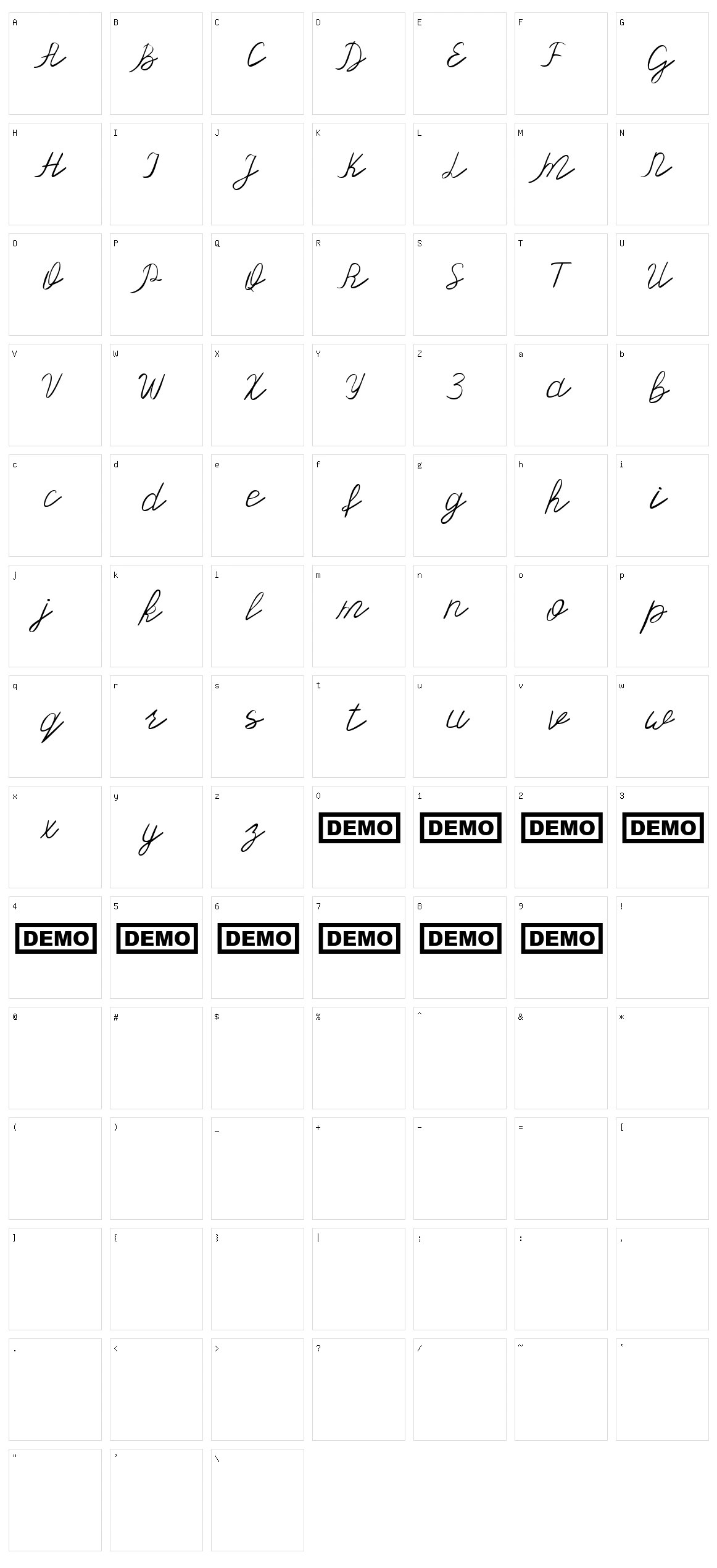 Olster Character Set