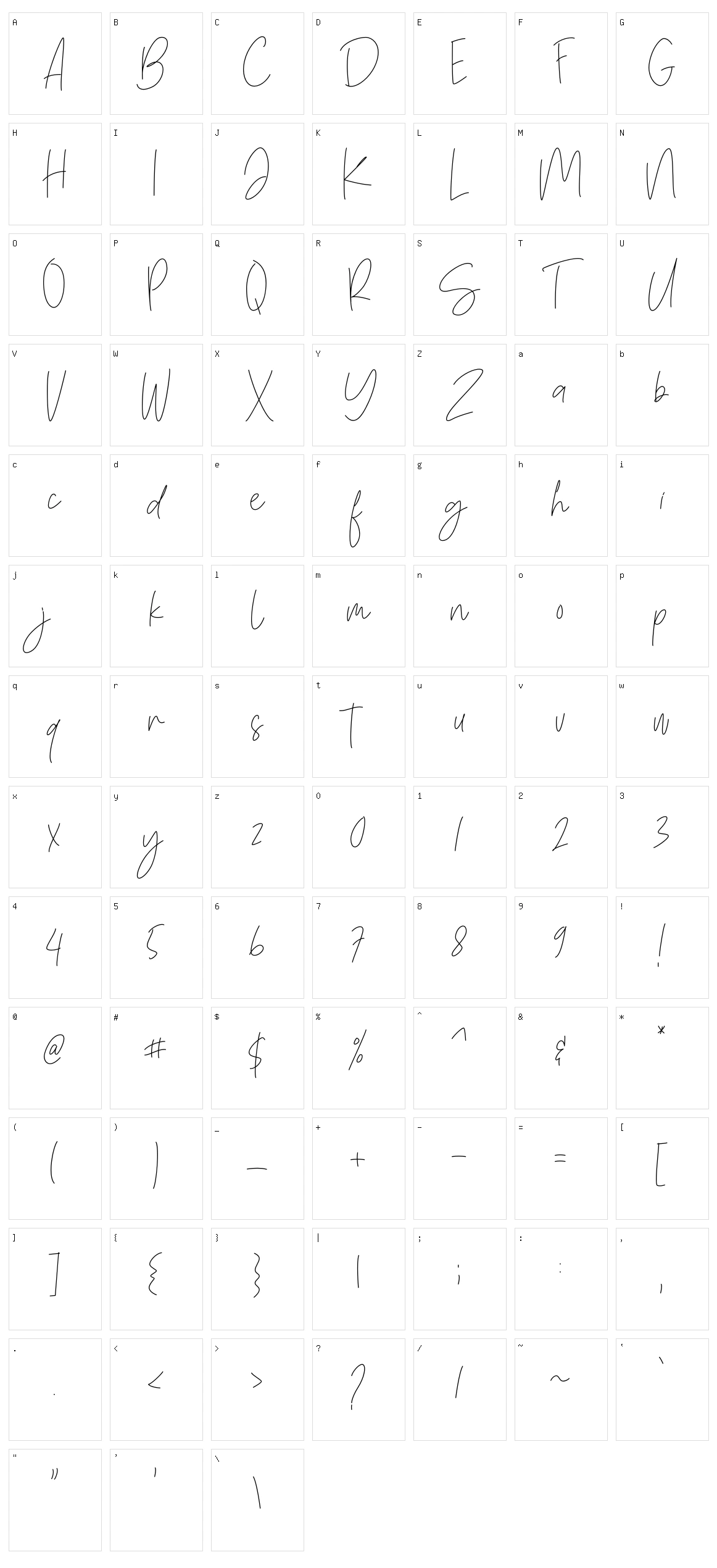 One Mith Script Character Set