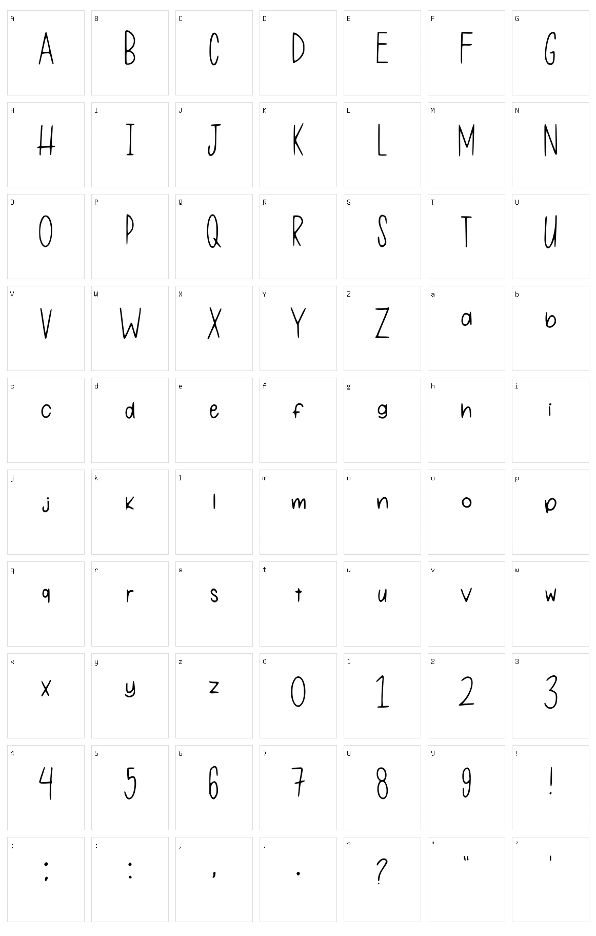 One Of My First Fonts Character Set