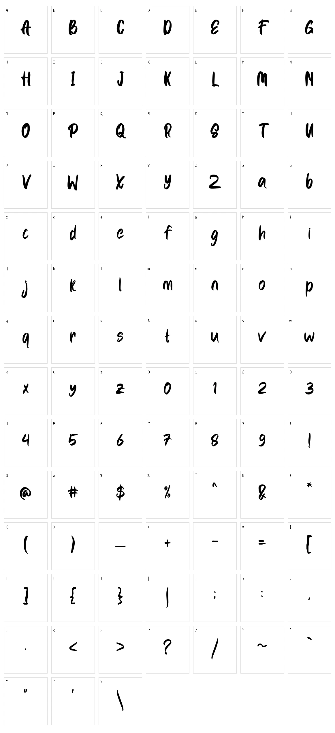 Onechux Character Set