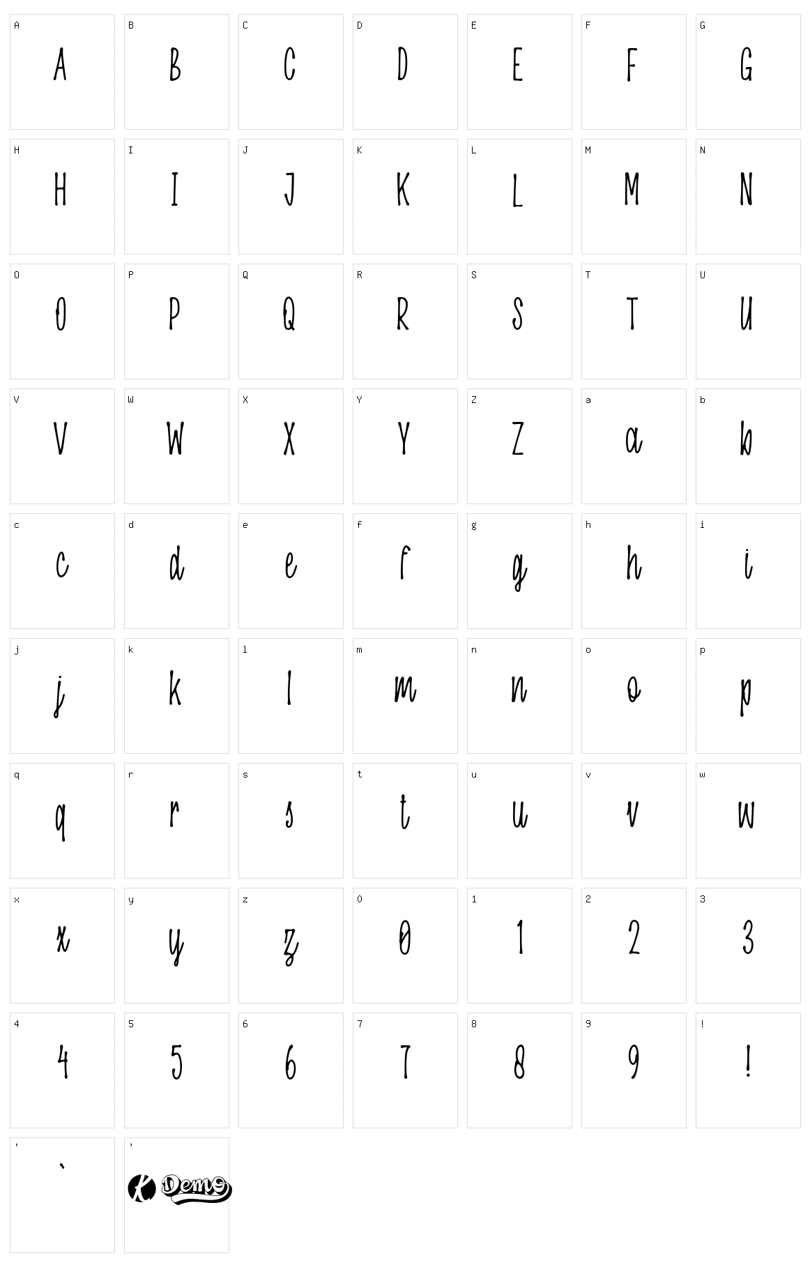 Oranjipen Character Set