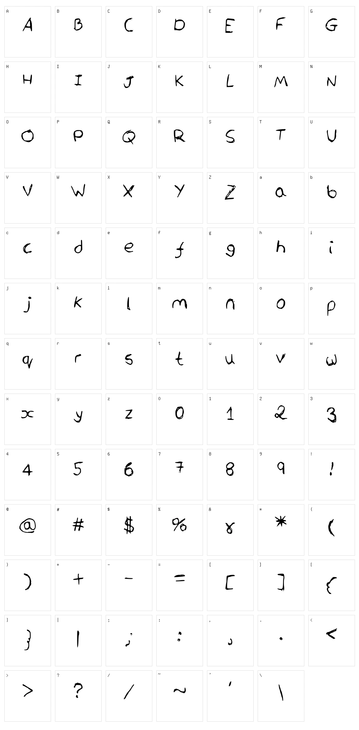 Orca Script Character Set