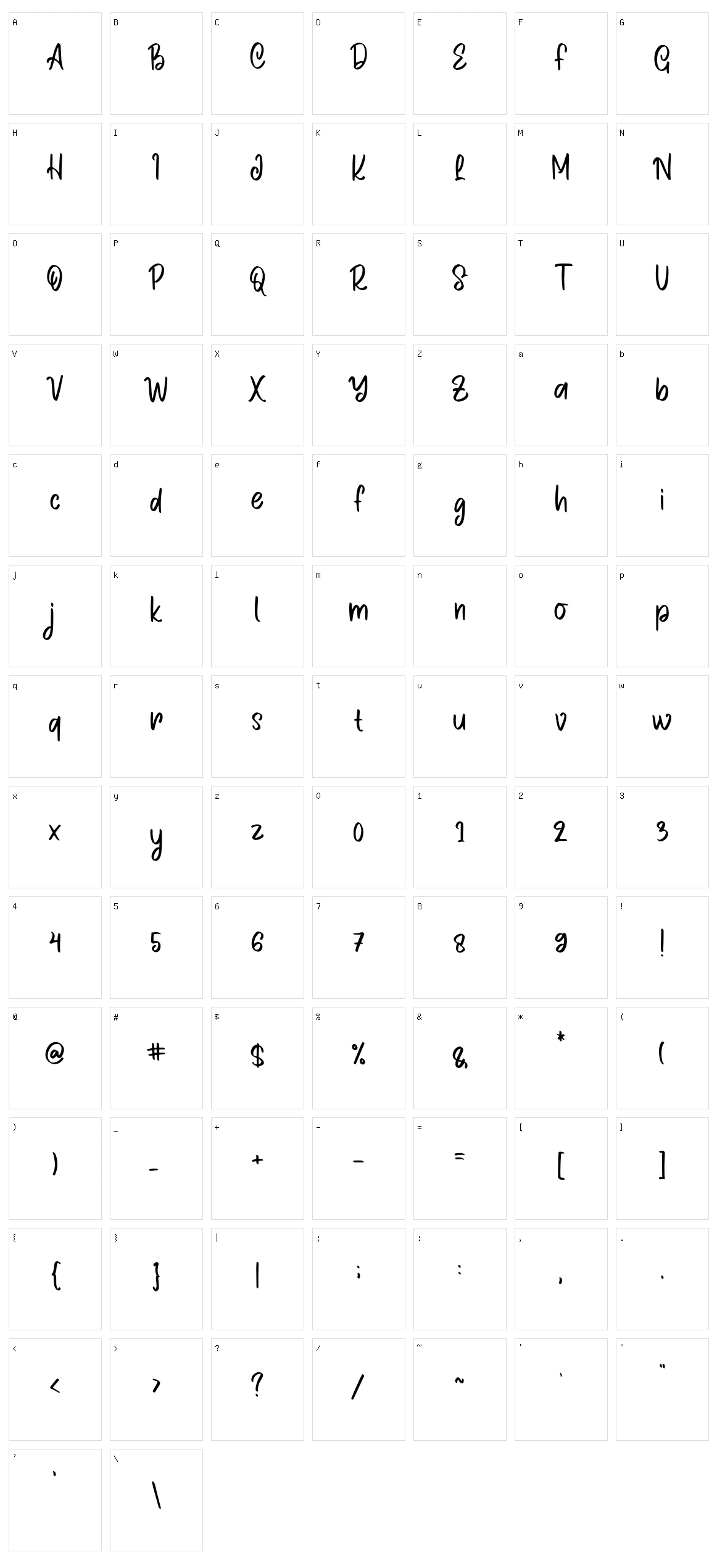 Ordinary Font Character Set