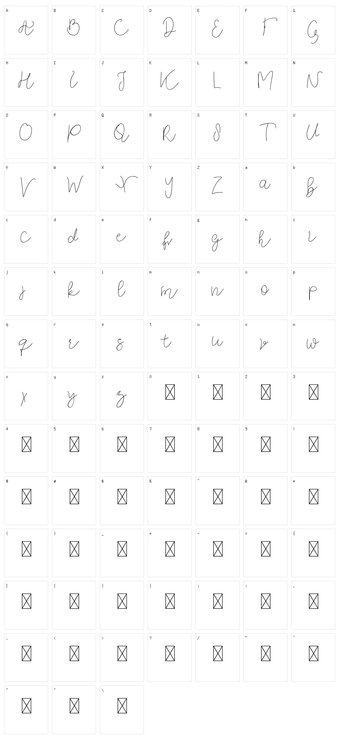 Orla Fiola Script Character Set