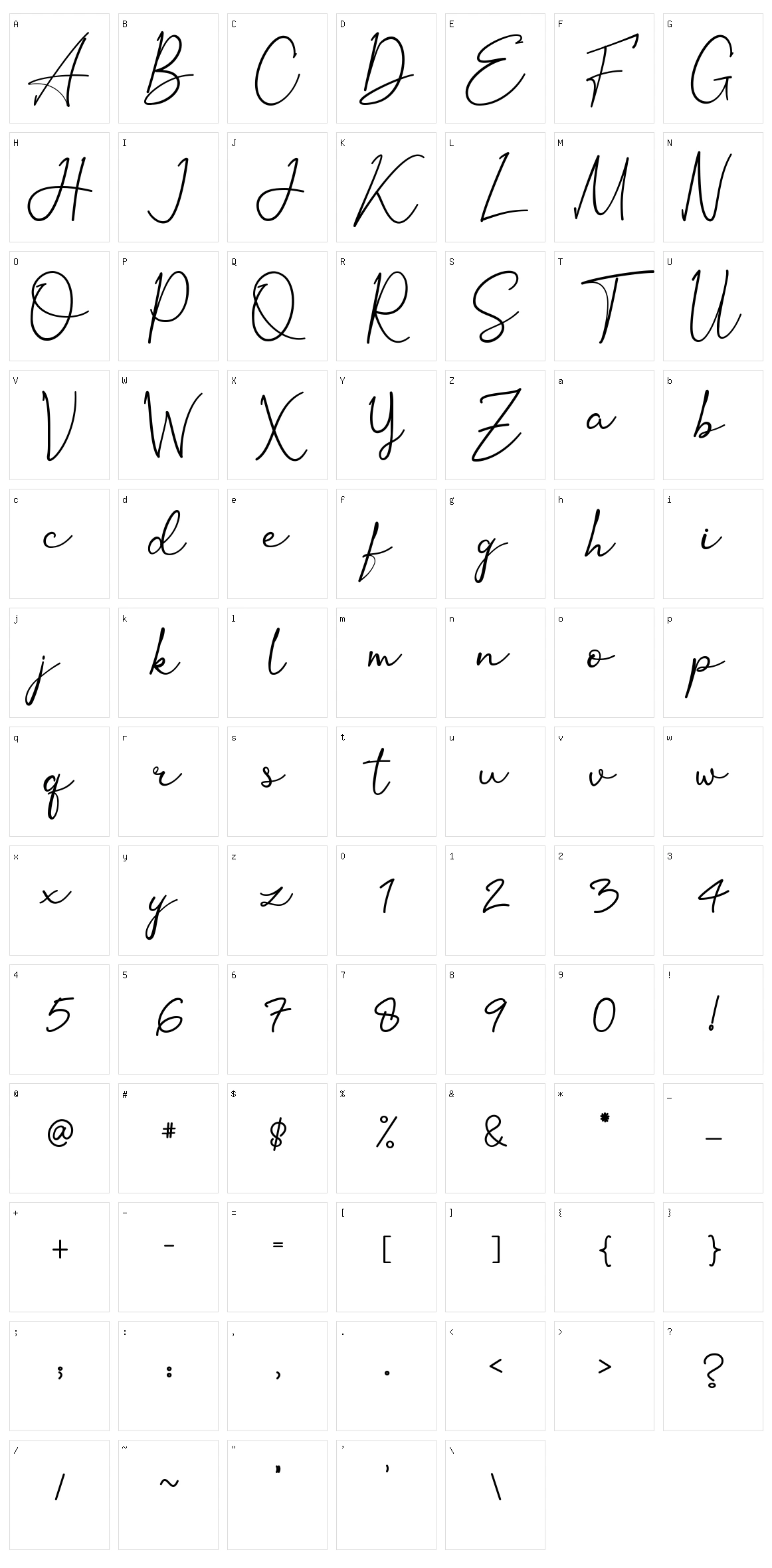 Ortisan Signature Character Set