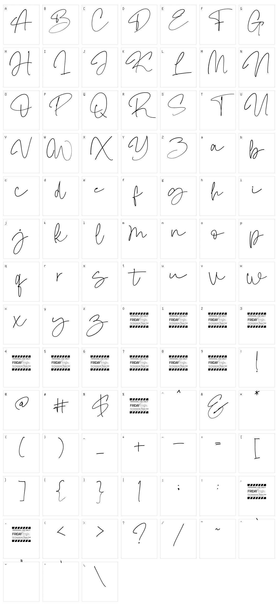 Otegan Signature Script Character Set