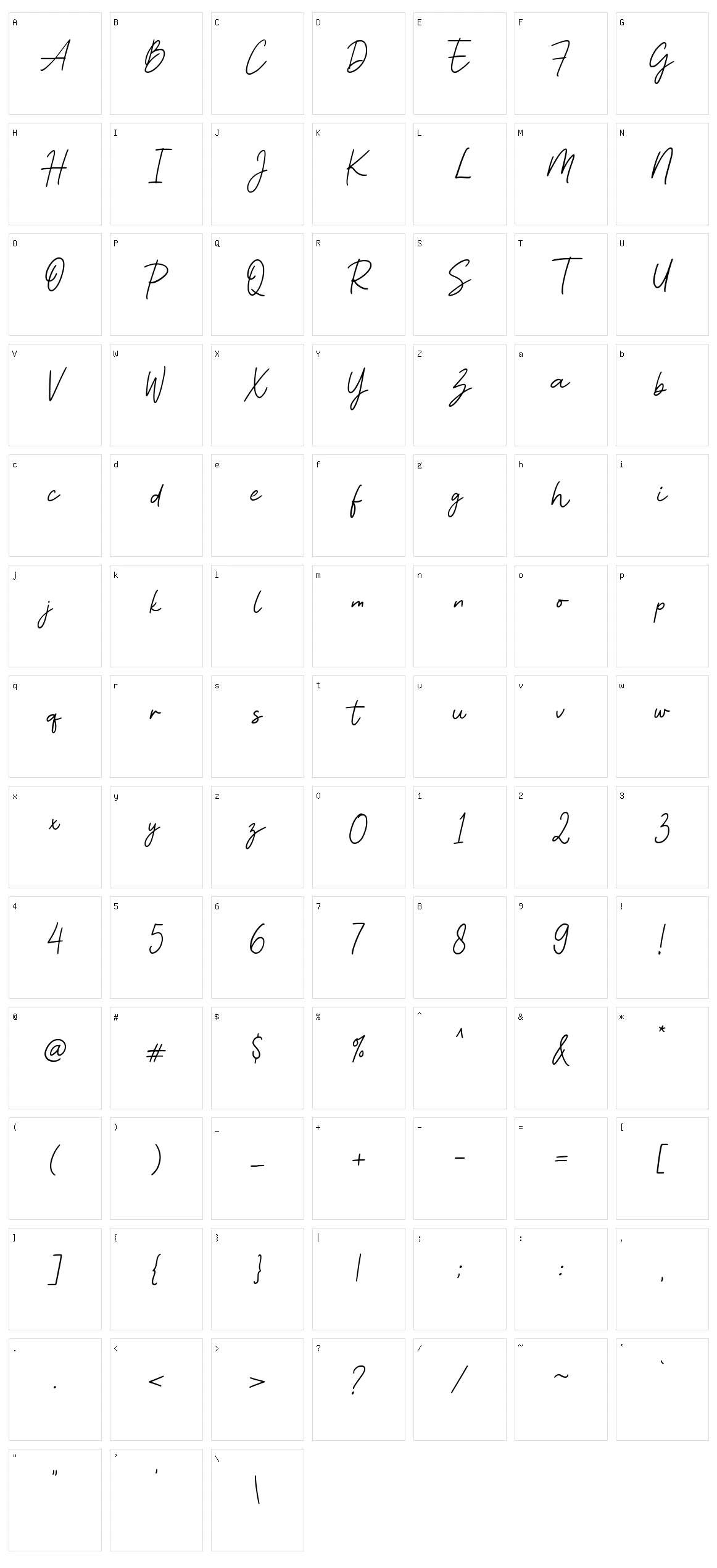 Owbeirak Script Character Set