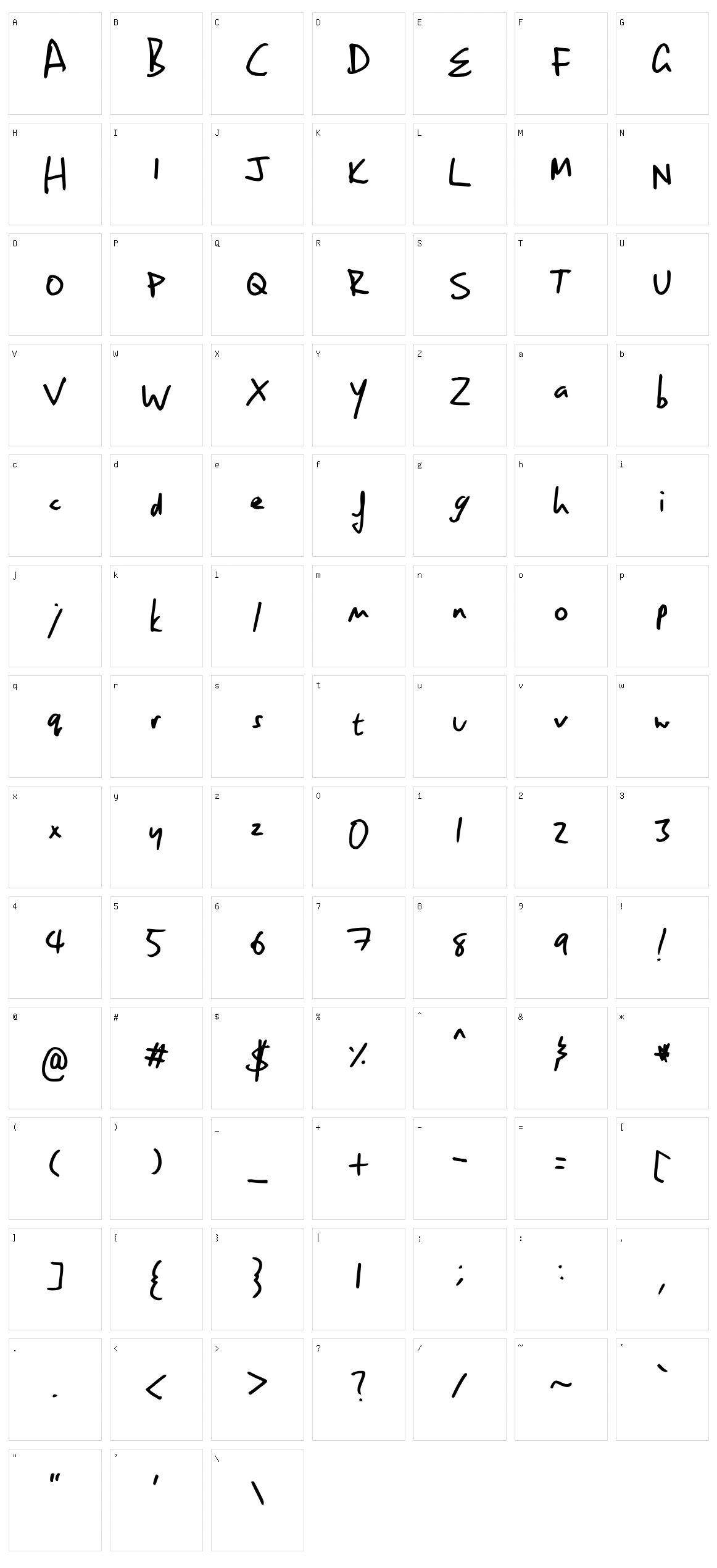 Owen Hand Character Set