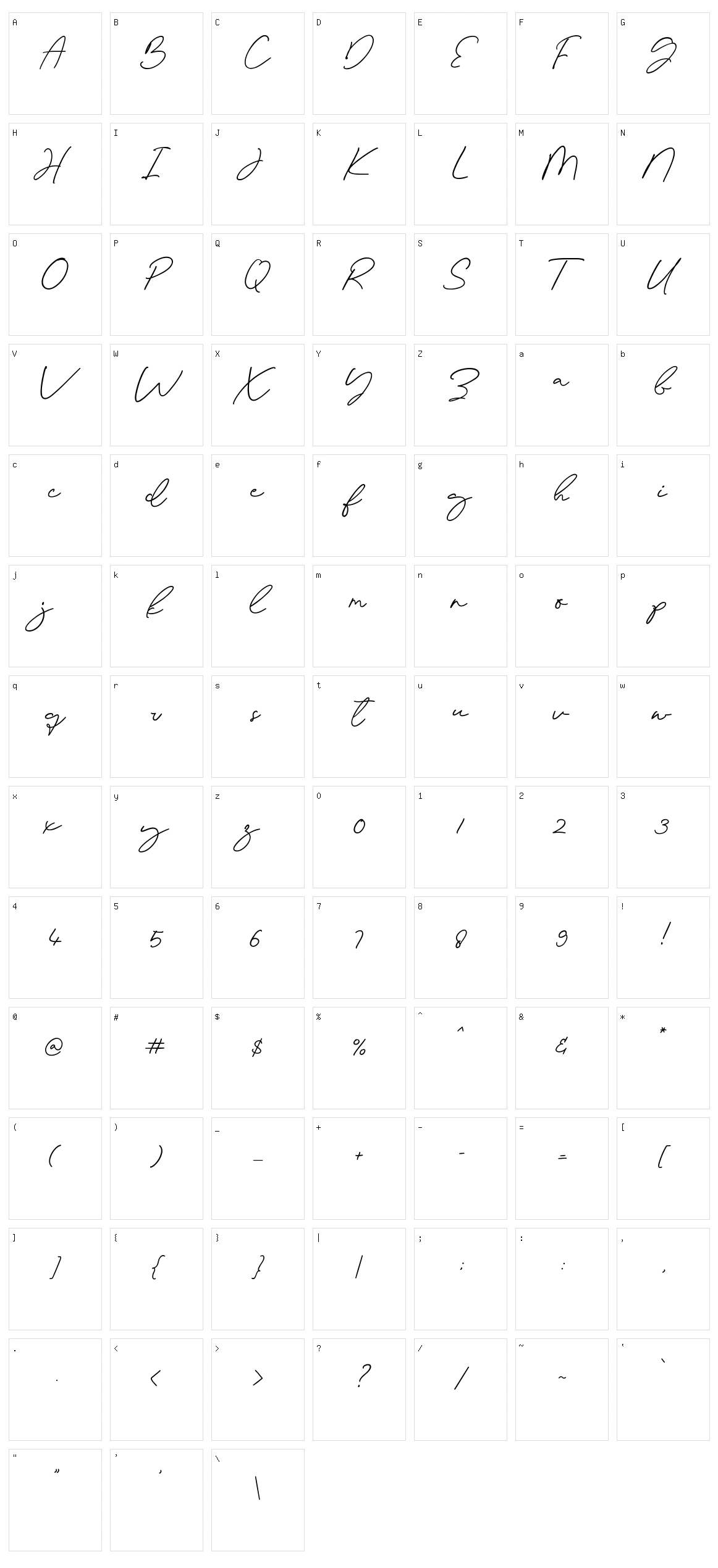 Palm Sugar Character Set
