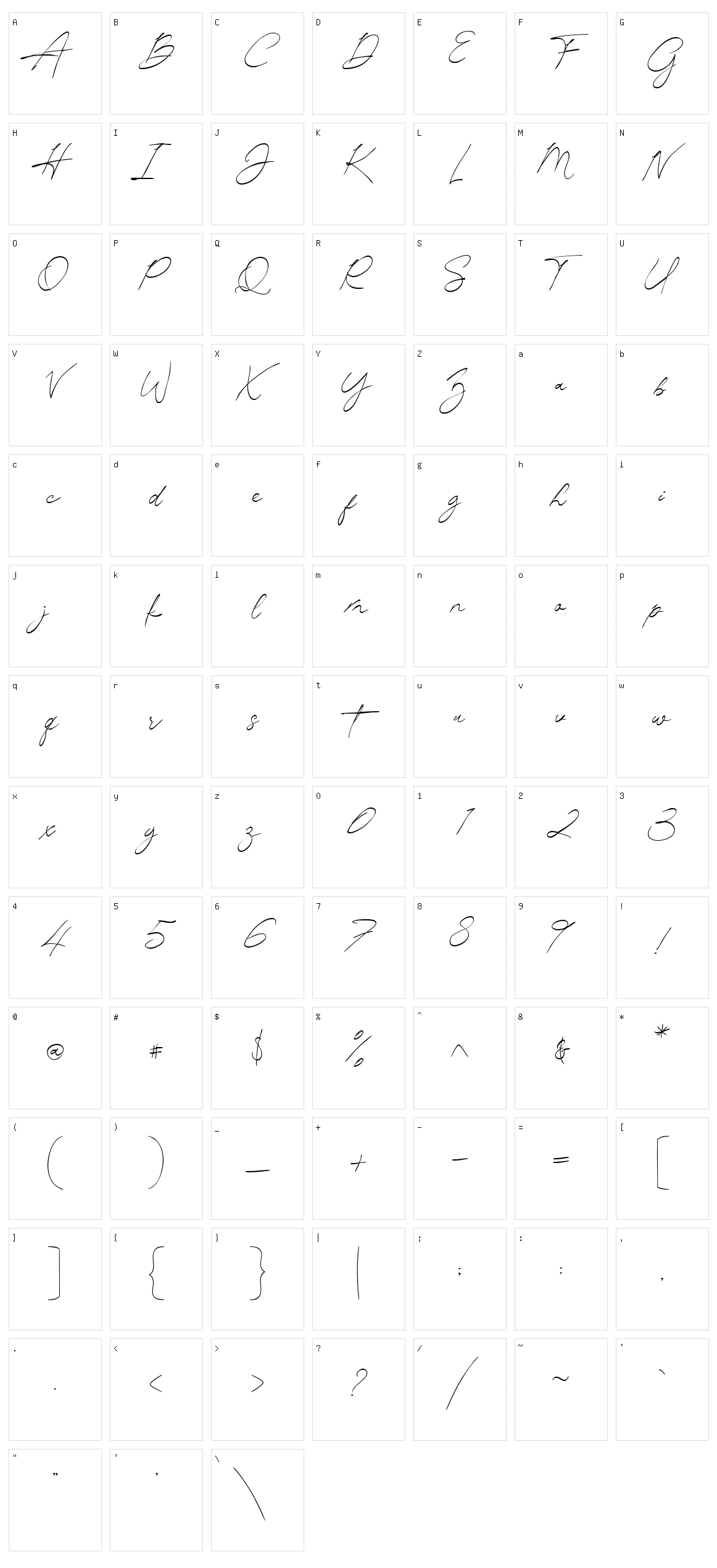Pamsetto Character Set