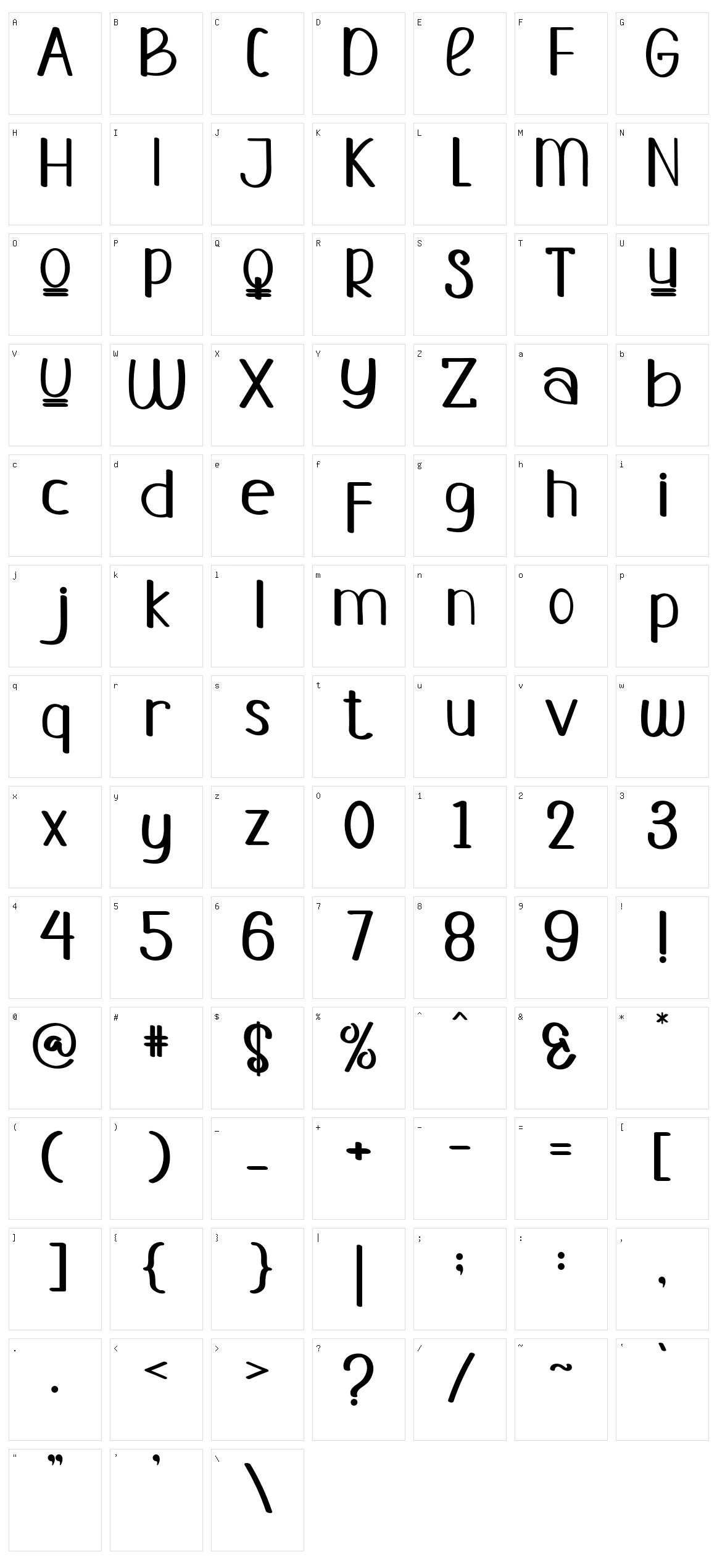 Paper Note Character Set