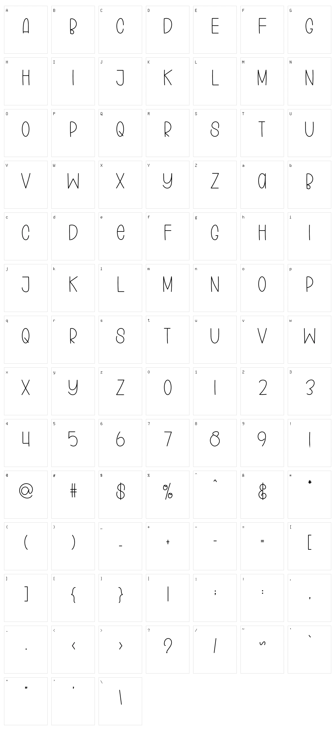 Paper Note Character Set