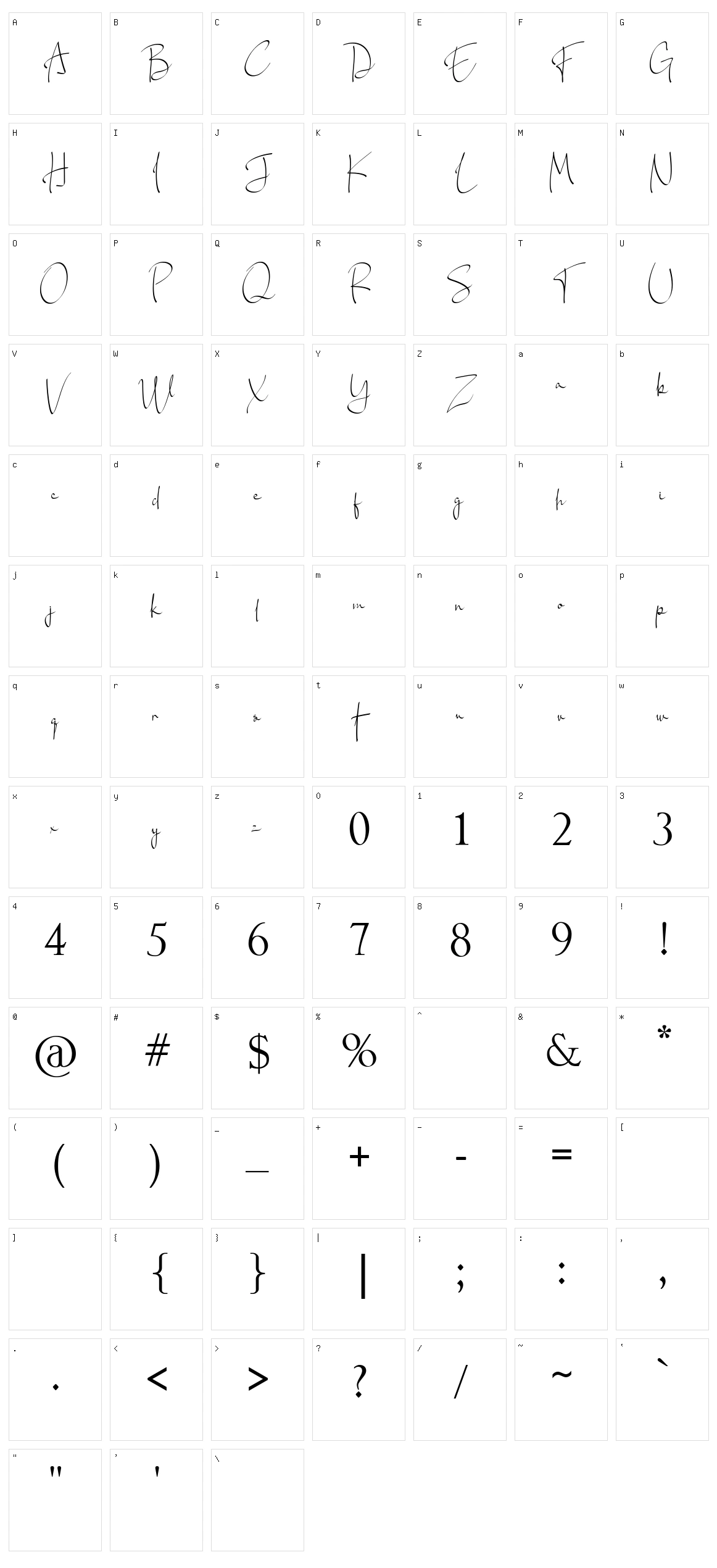 Paper Sign Character Set