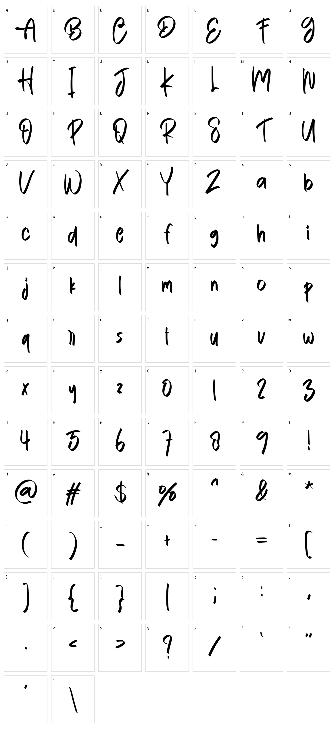 Paper Signature Character Set