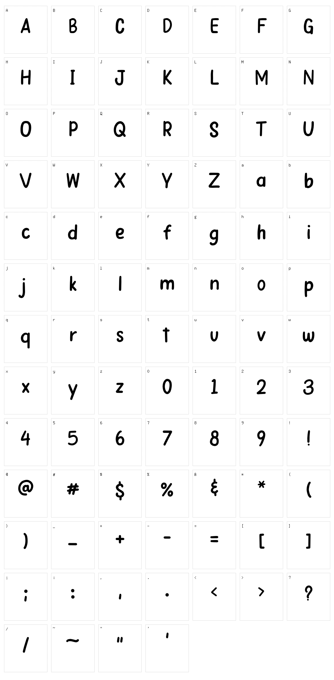 Papernotes Character Set