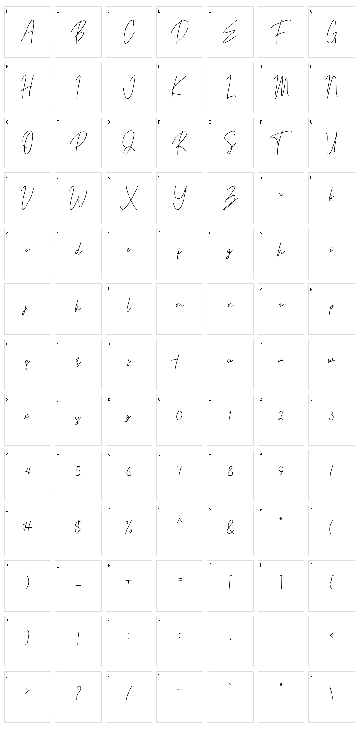 Parachute Signature Character Set