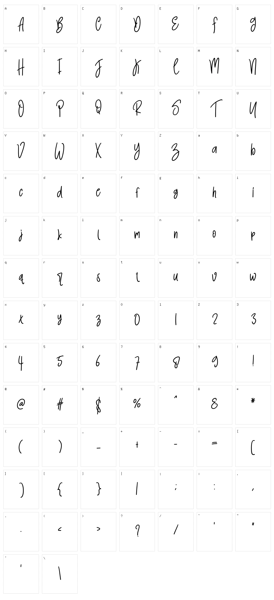 Paradise Character Set