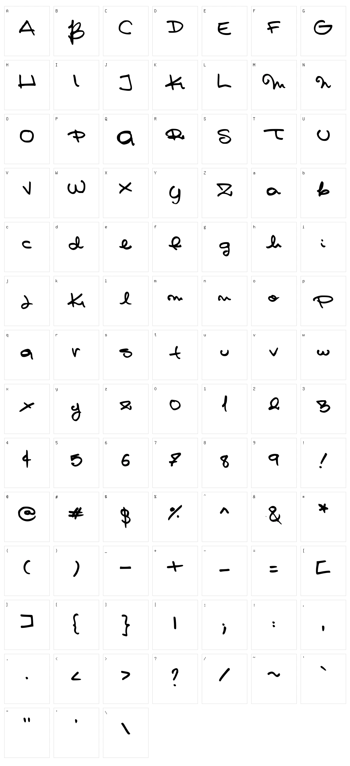 Pashiz's Font Character Set