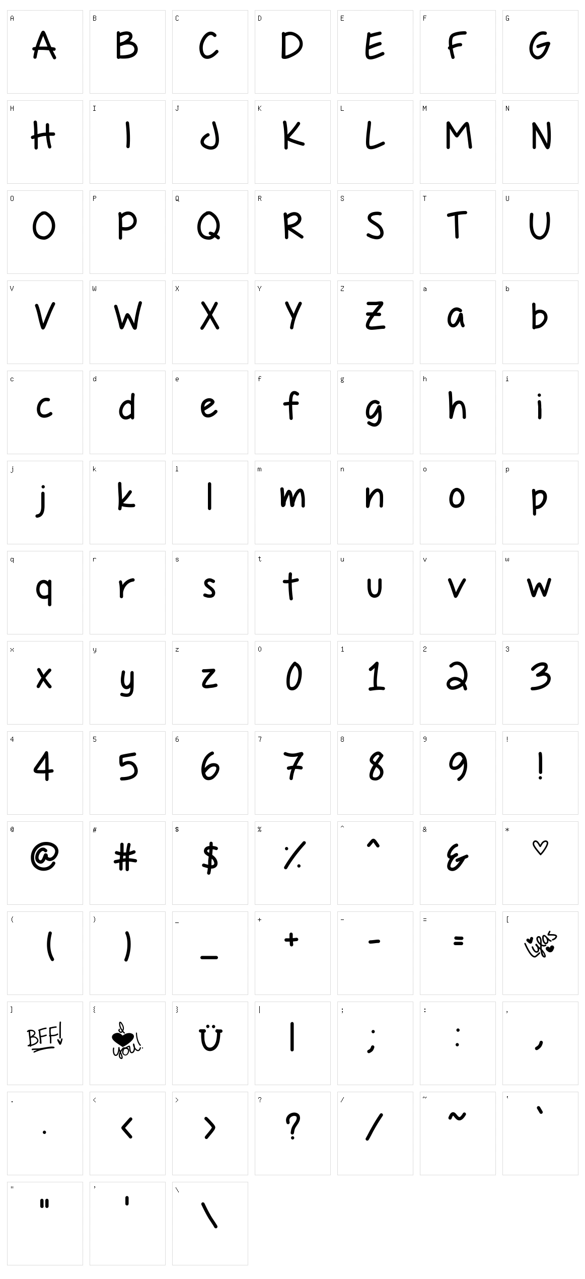 Passing Notes Character Set