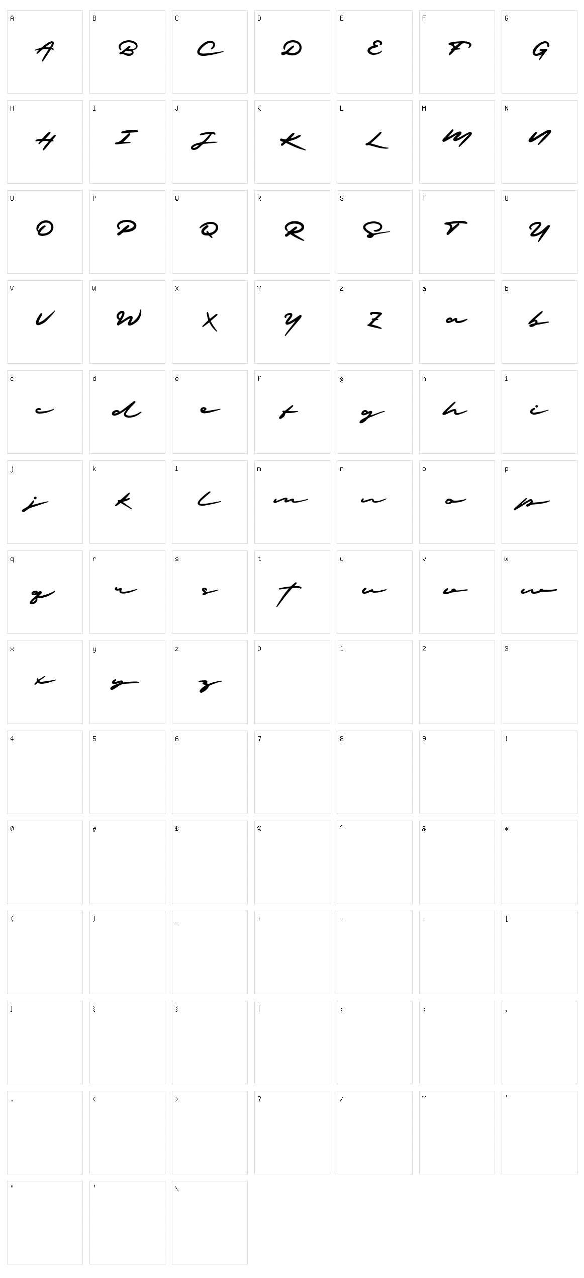 Pastcode Character Set