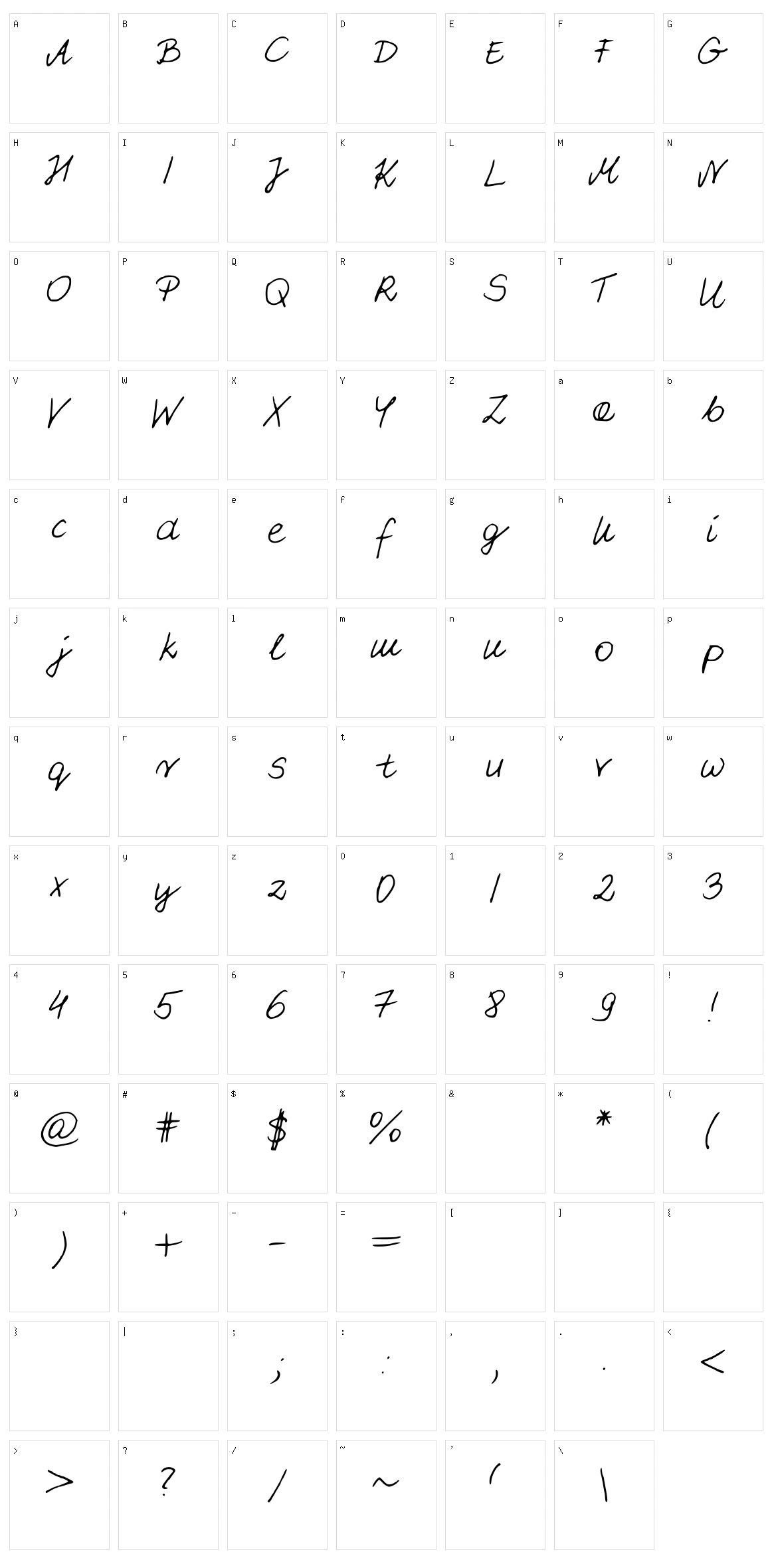PattiFont Character Set