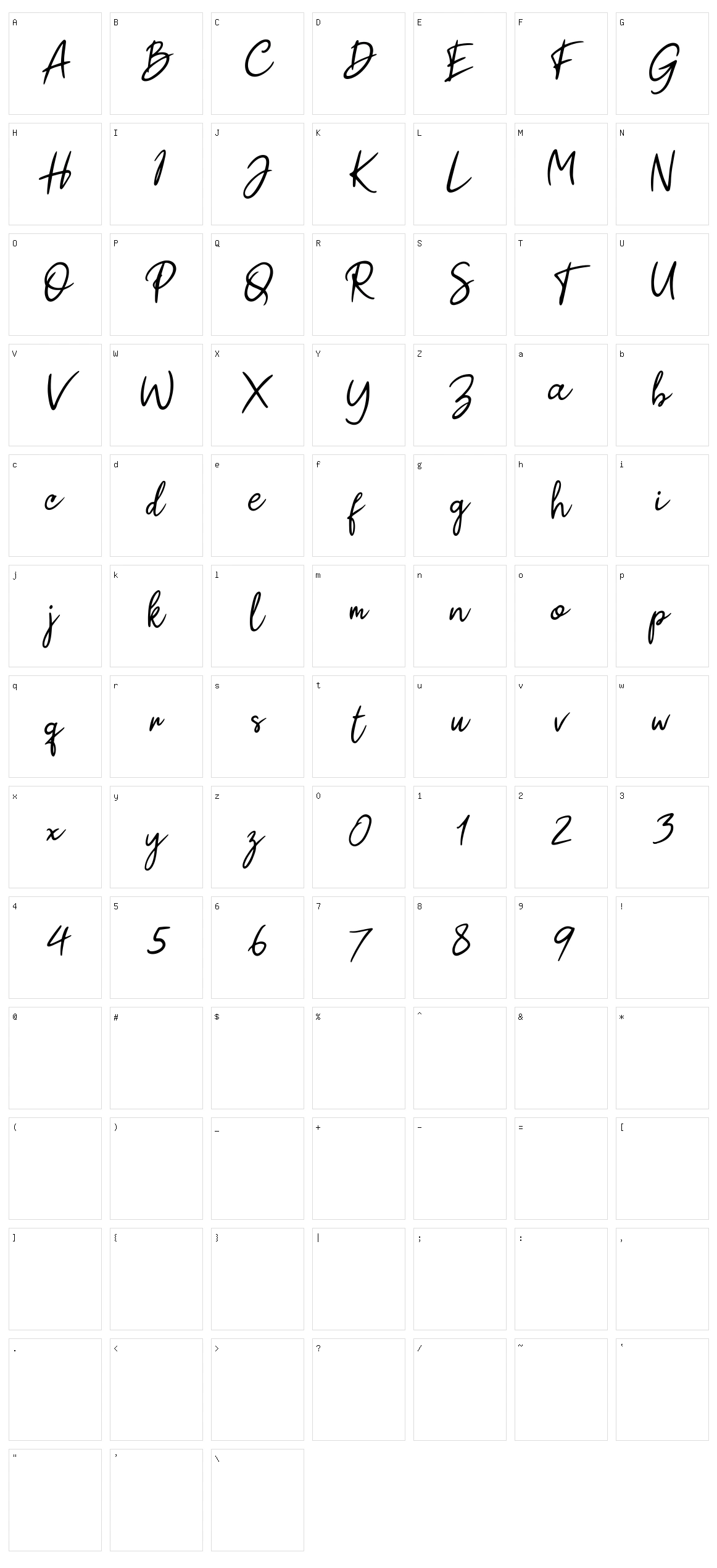 Paul Signature Character Set