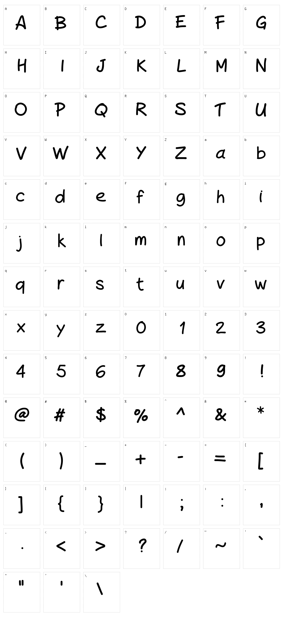 Peax Handwriting Character Set
