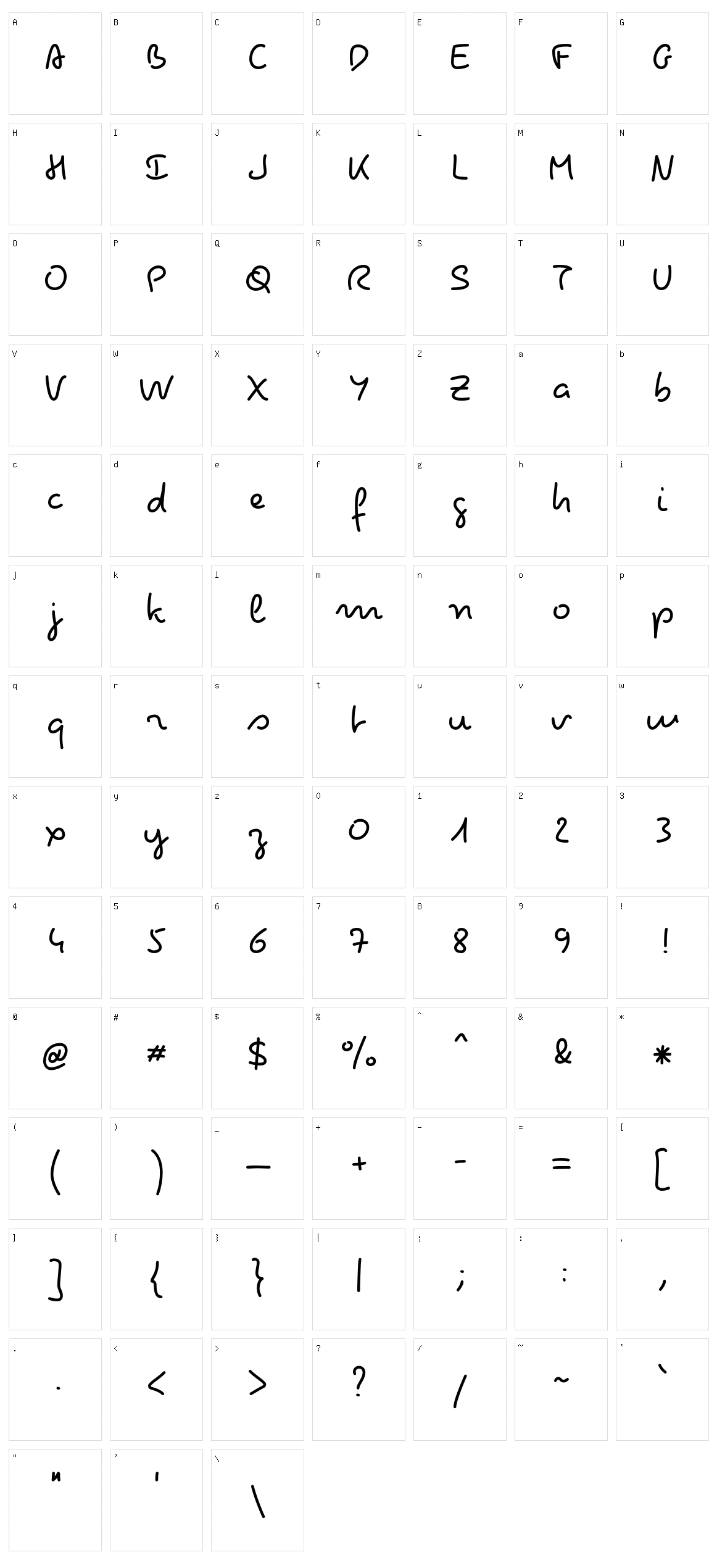 Pecita Character Set