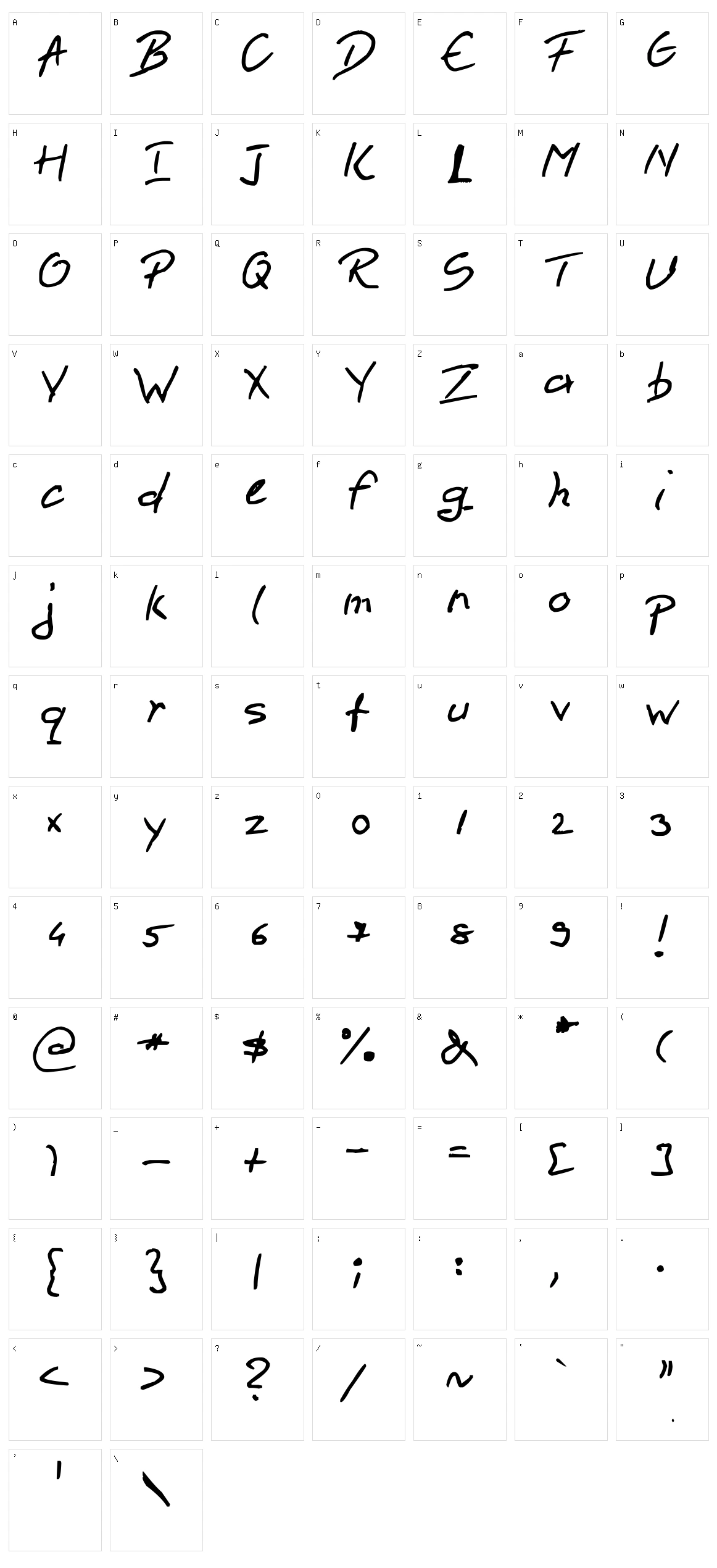 Pen 2 Character Set