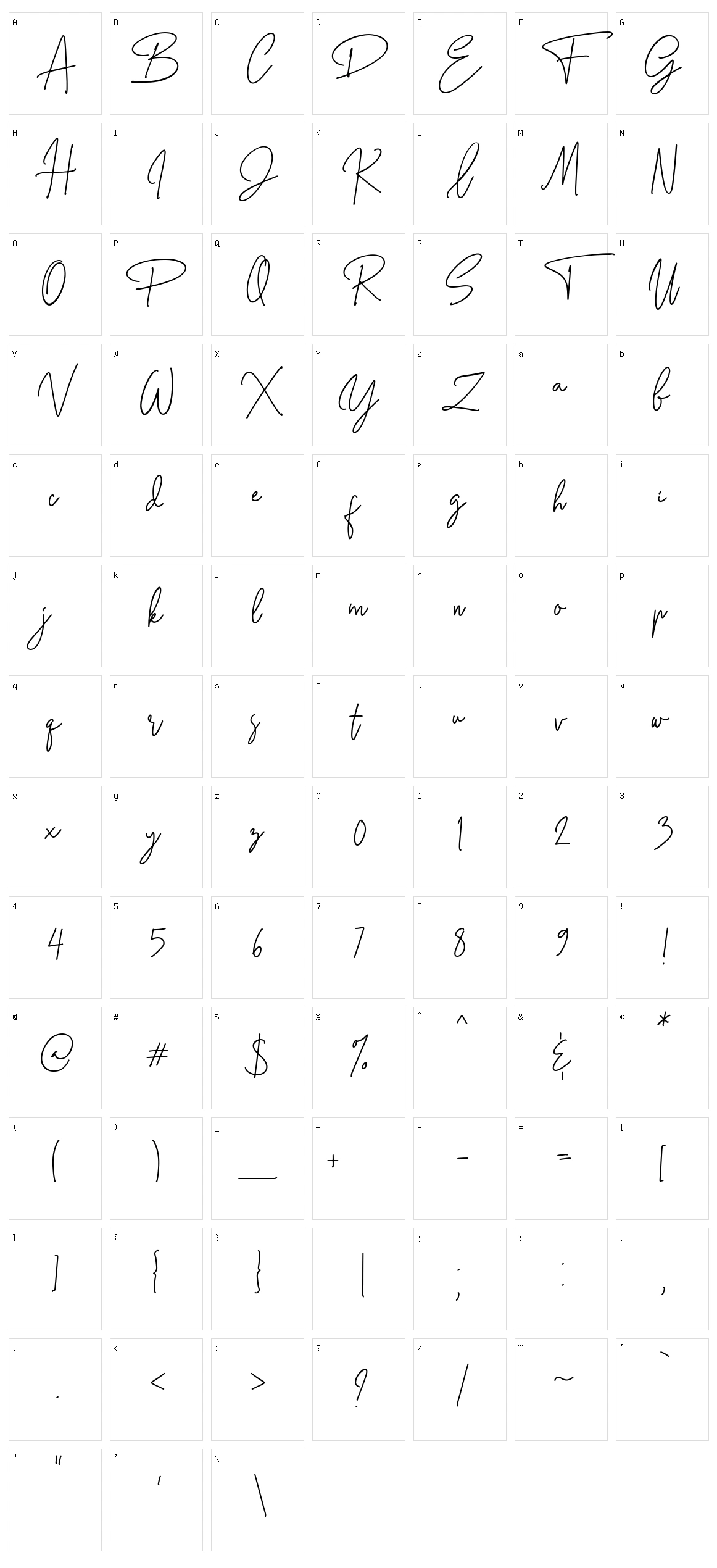 Petricia Character Set