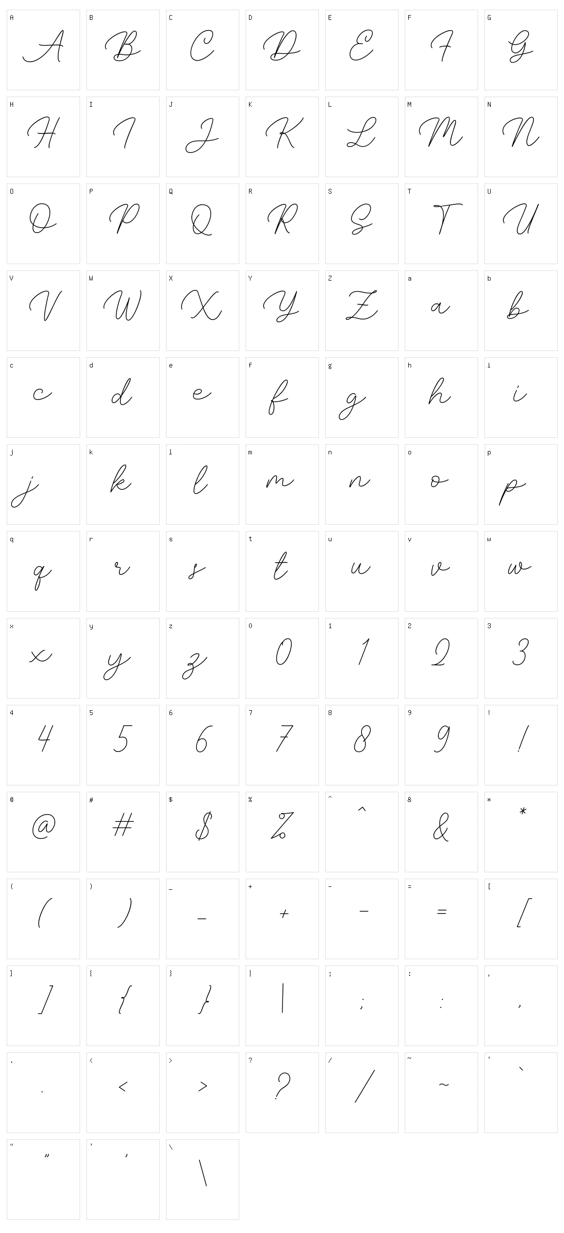 Phallains Character Set