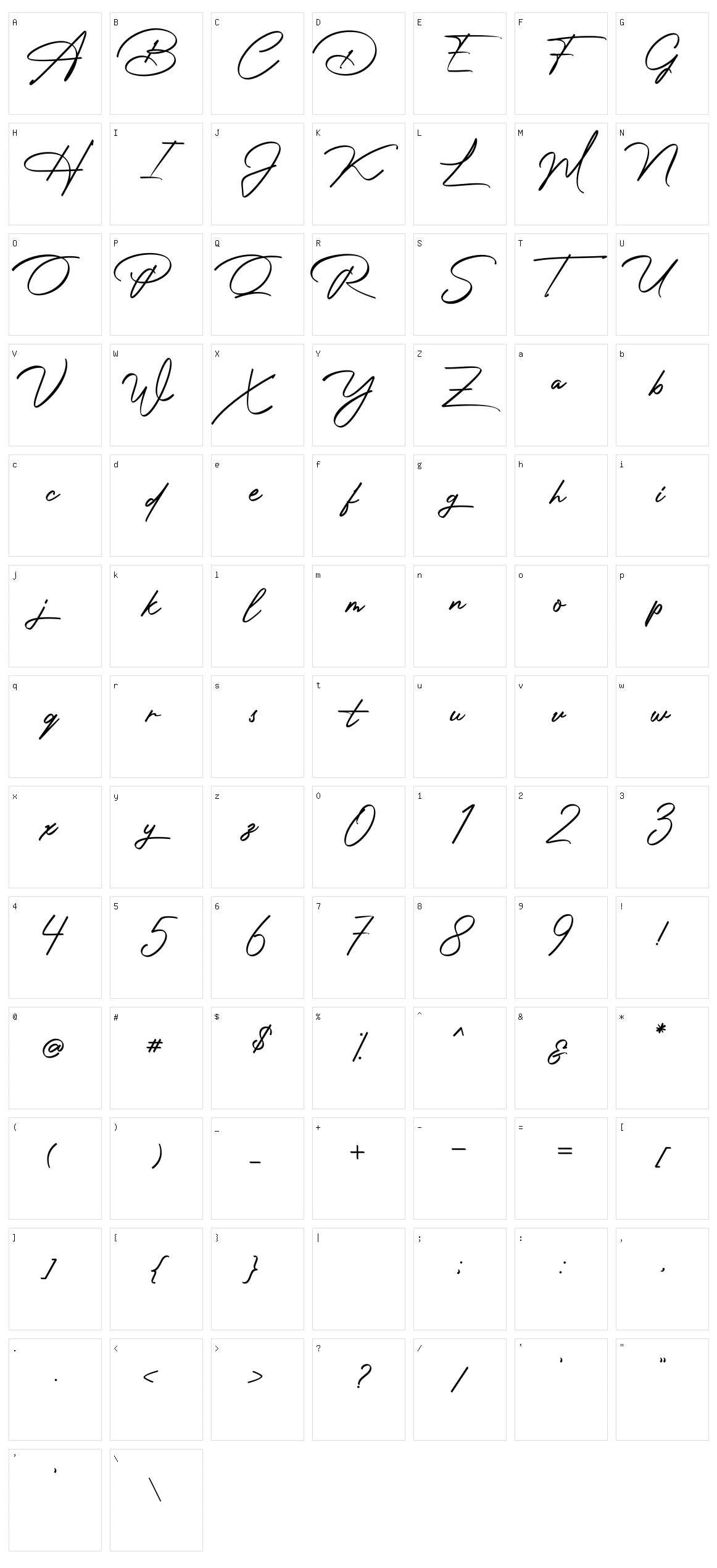 Photograph Signature Character Set