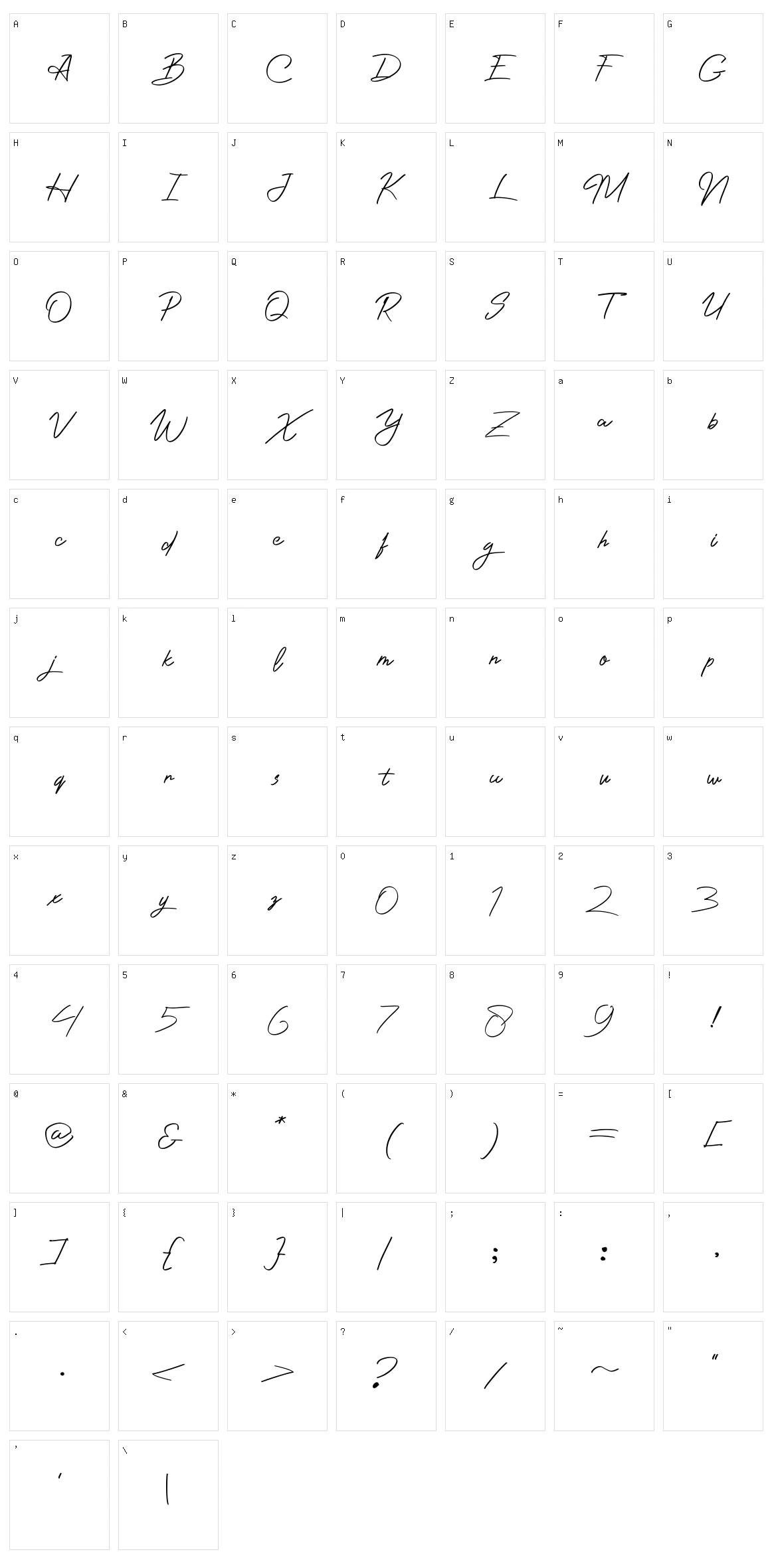 Photographer Script Character Set