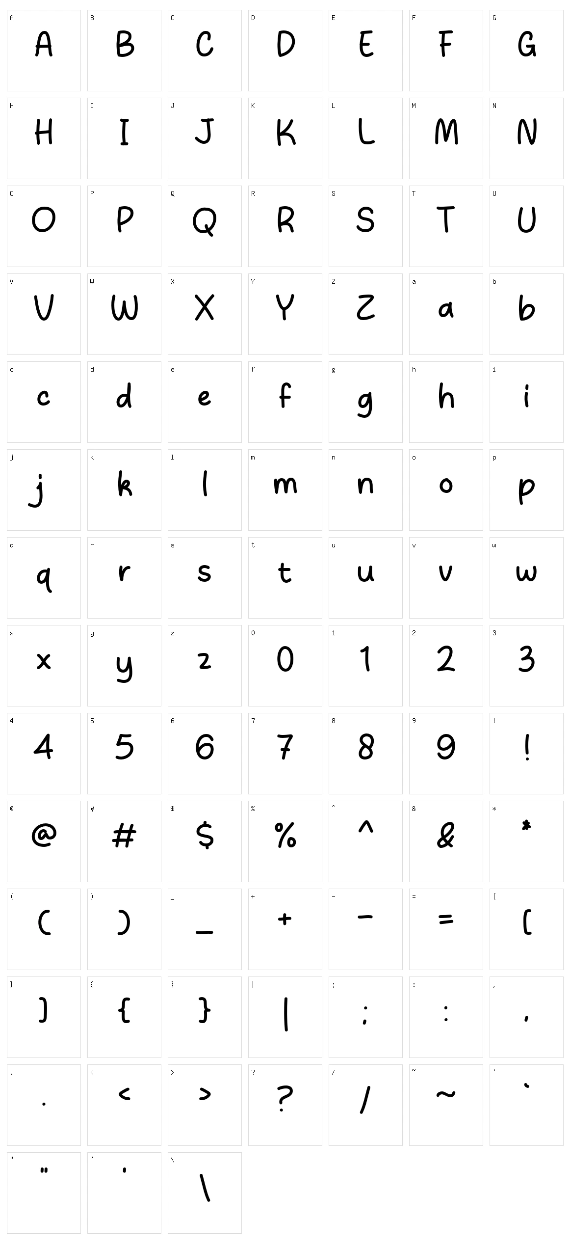 Picashow Character Set